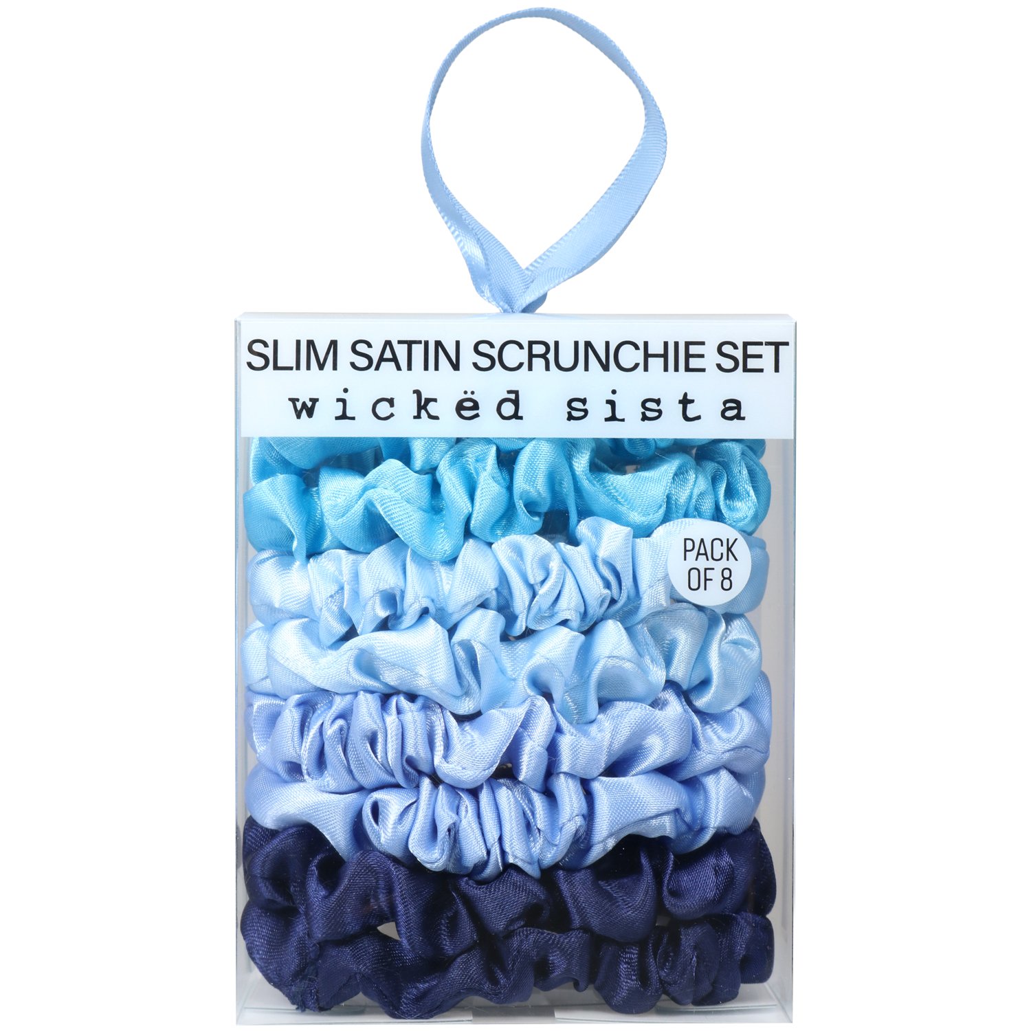Wicked Sista Slim Satin Scrunchie Set Blue Horizon 8 piece - Image 1
