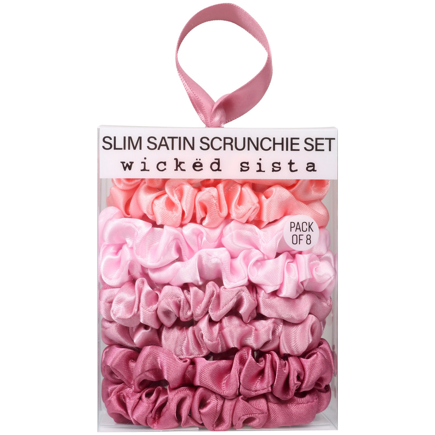 Wicked Sista Slim Satin Scrunchie Set Blush Rose 8 piece - Image 1