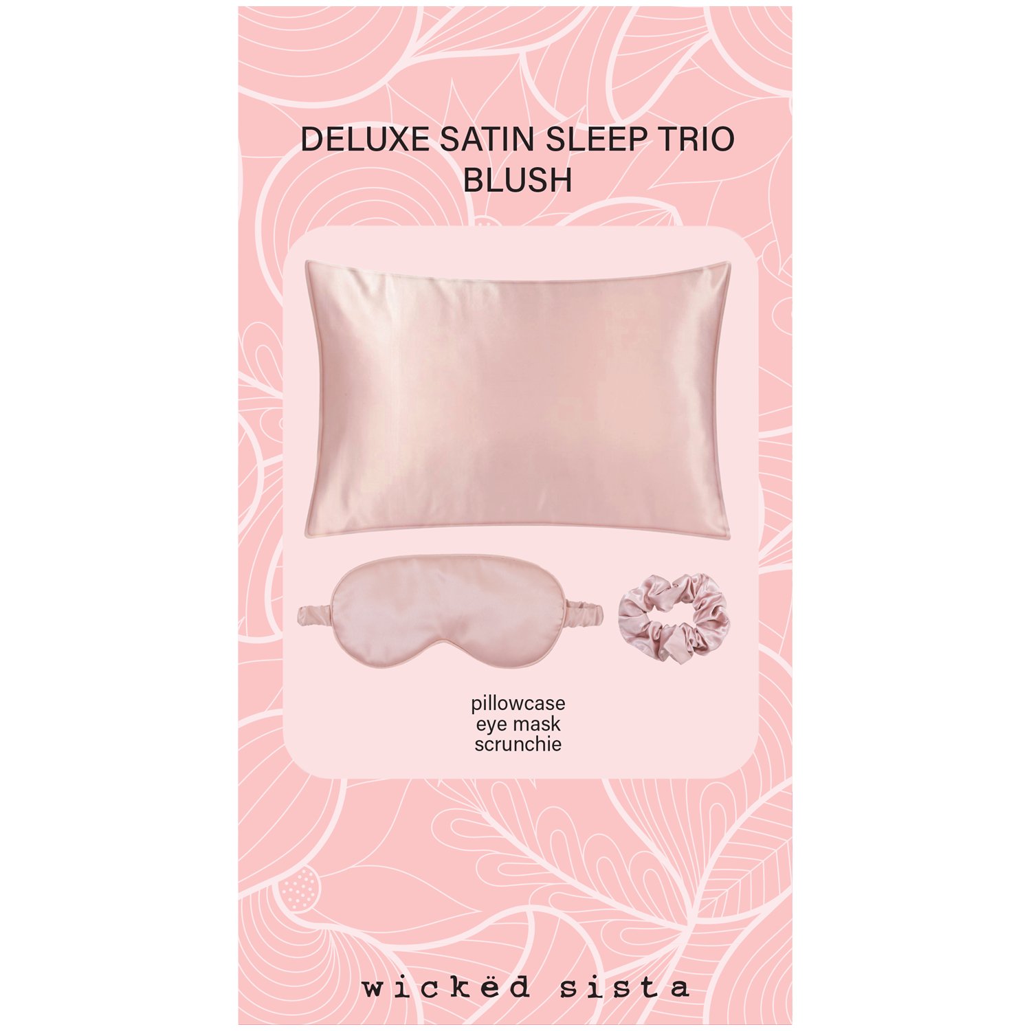 Wicked Sista Pastel Swirl Deluxe Satin Sleep Trio Blush Pink 3 piece