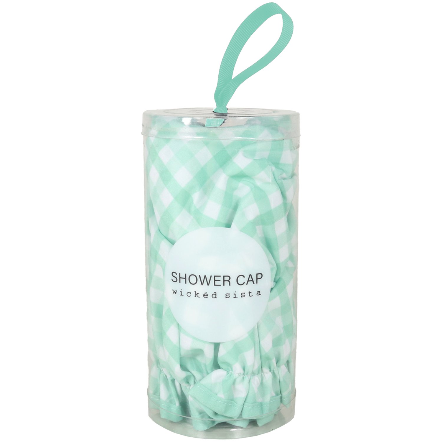 Wicked Sista Shower Cap In Gift Cylinder Mint Gingham 1 each - Image 2