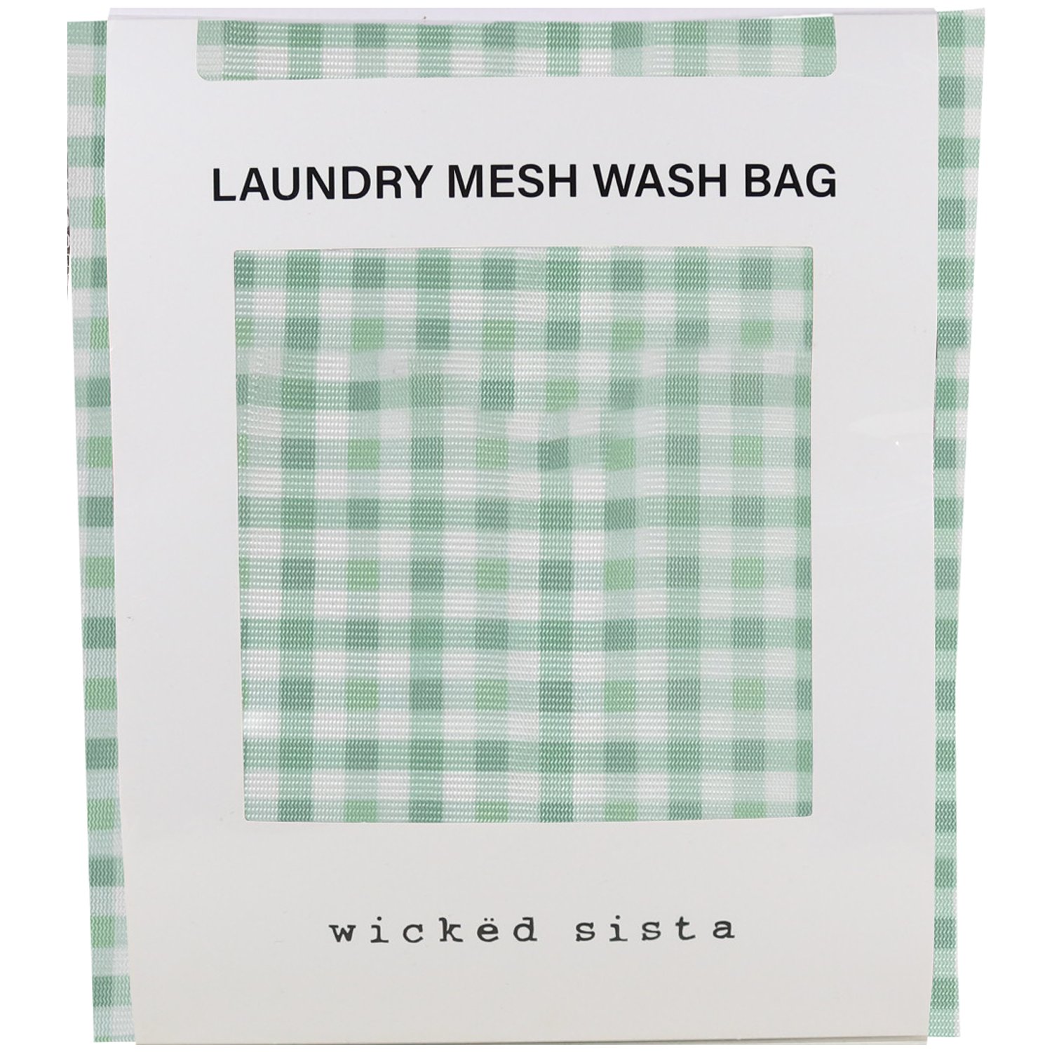 Wicked Sista Laundry Mesh Wash Bag Mint Gingham 1 each - Image 1