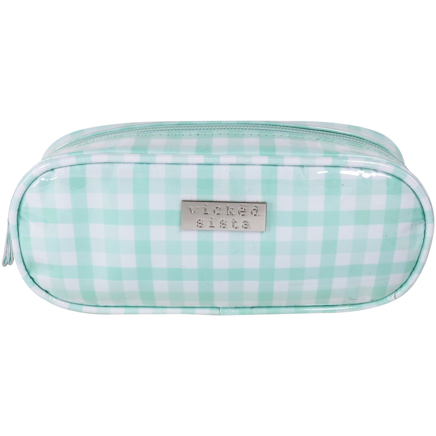 Wicked Sista Mint Gingham Small Zip Case 1 each
