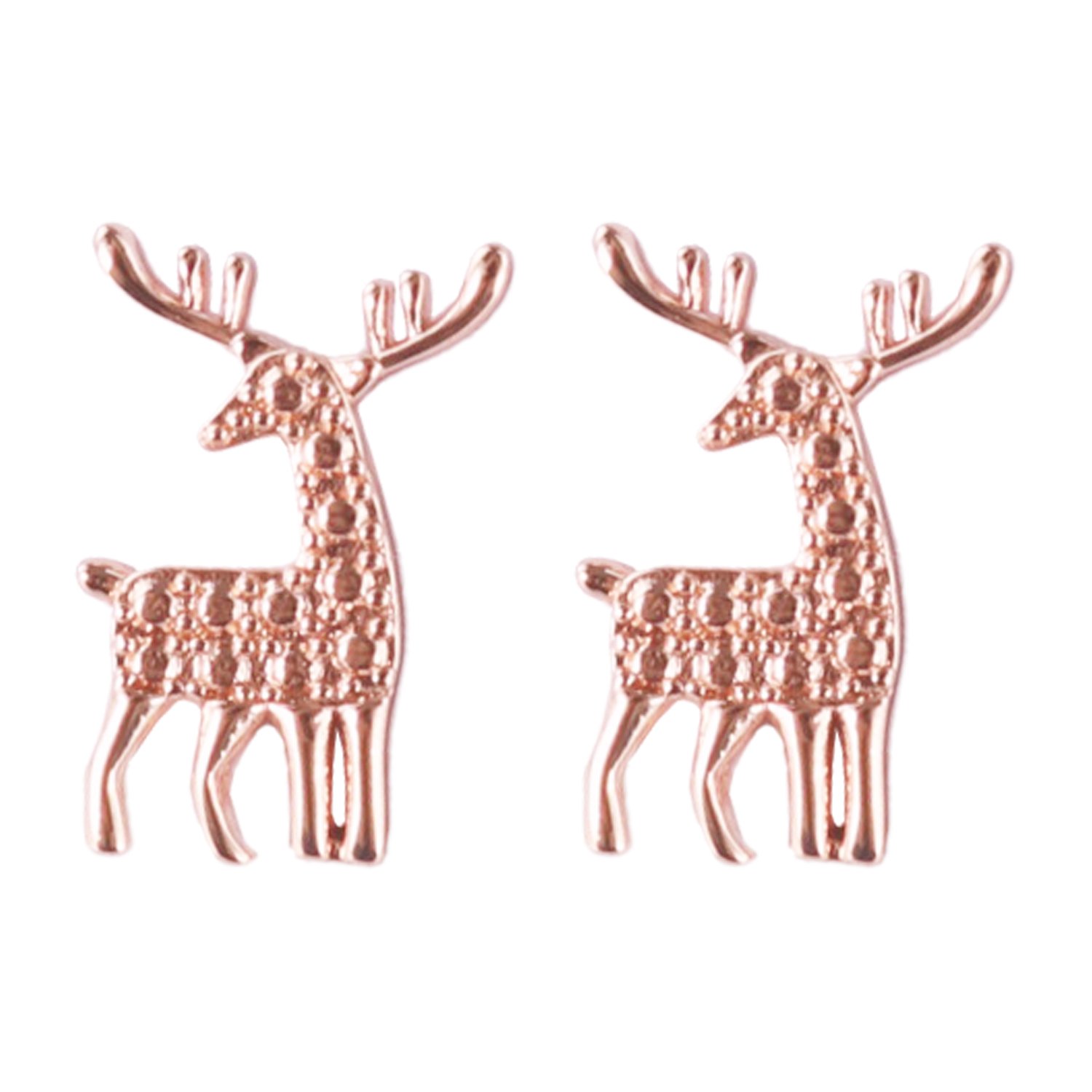 Wicked Sista Reindeer Textured Studs Rose Gold 1 pair