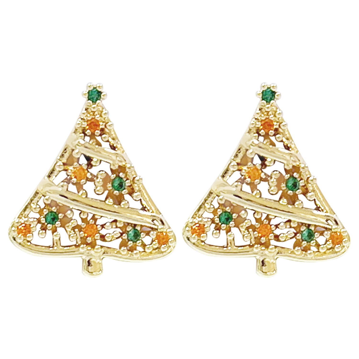Wicked Sista Sparkly Christmas Tree Studs Gold 1 pair