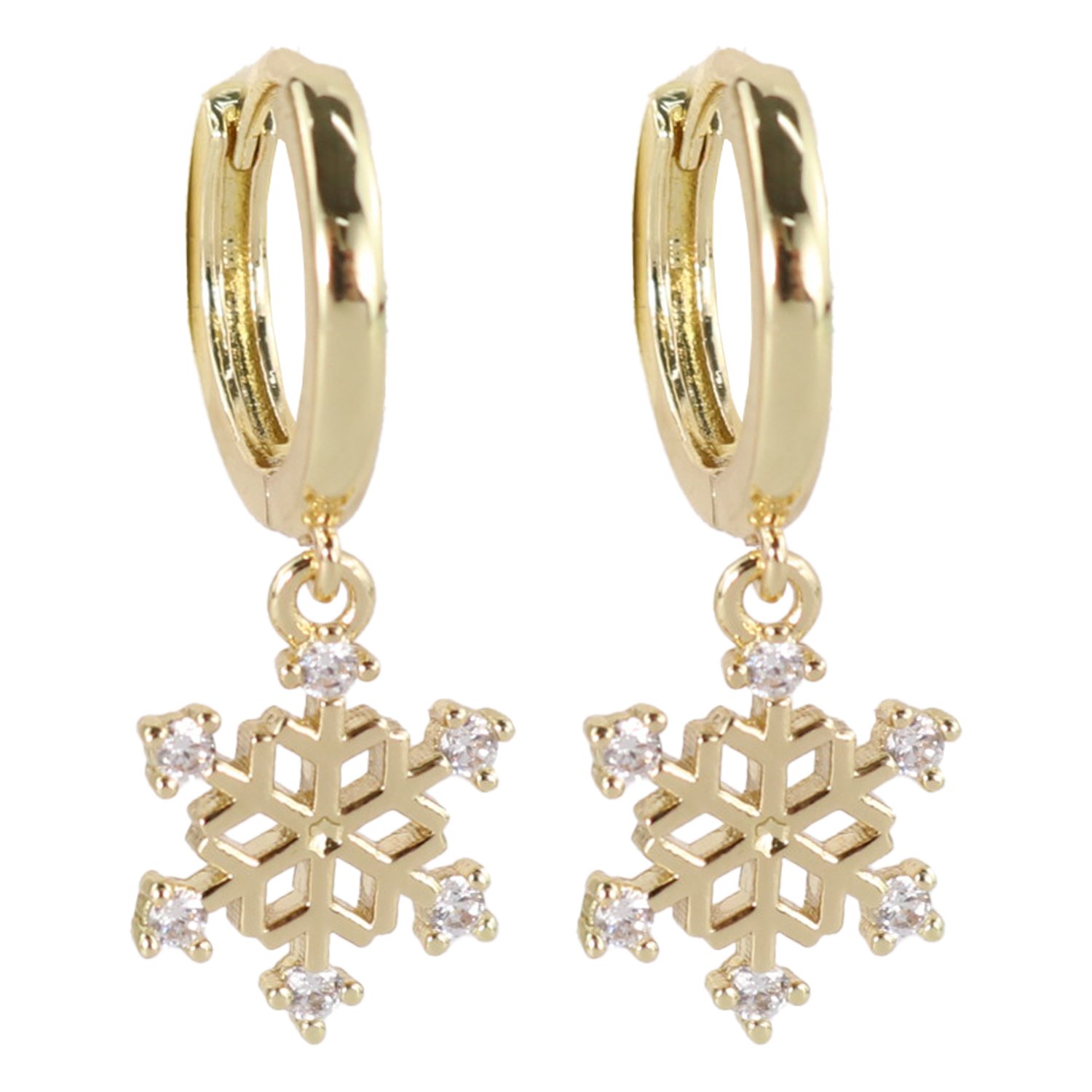 Wicked Sista Snowflake Huggie Hoops Gold 1 pair