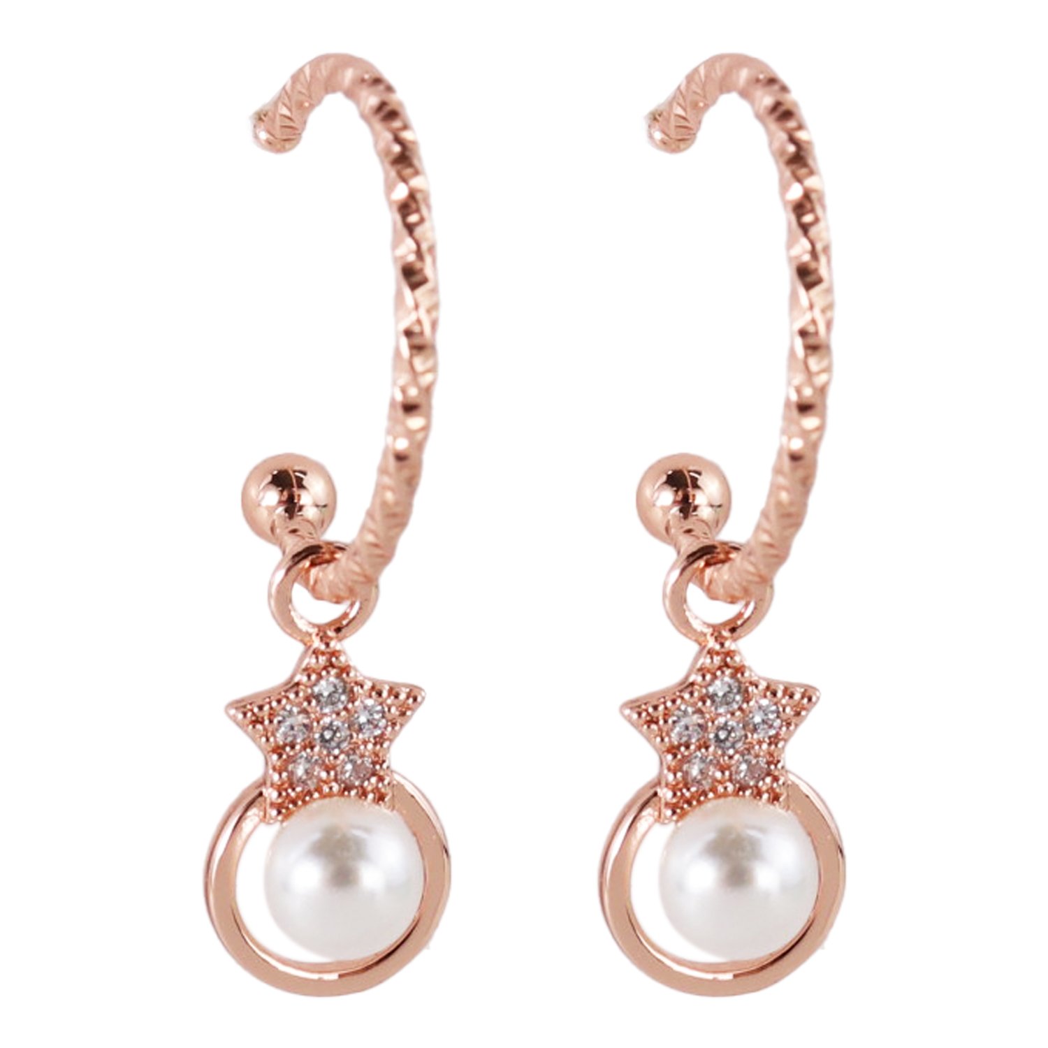Wicked Sista Xmas Star Hoops Rose Gold 1 pair