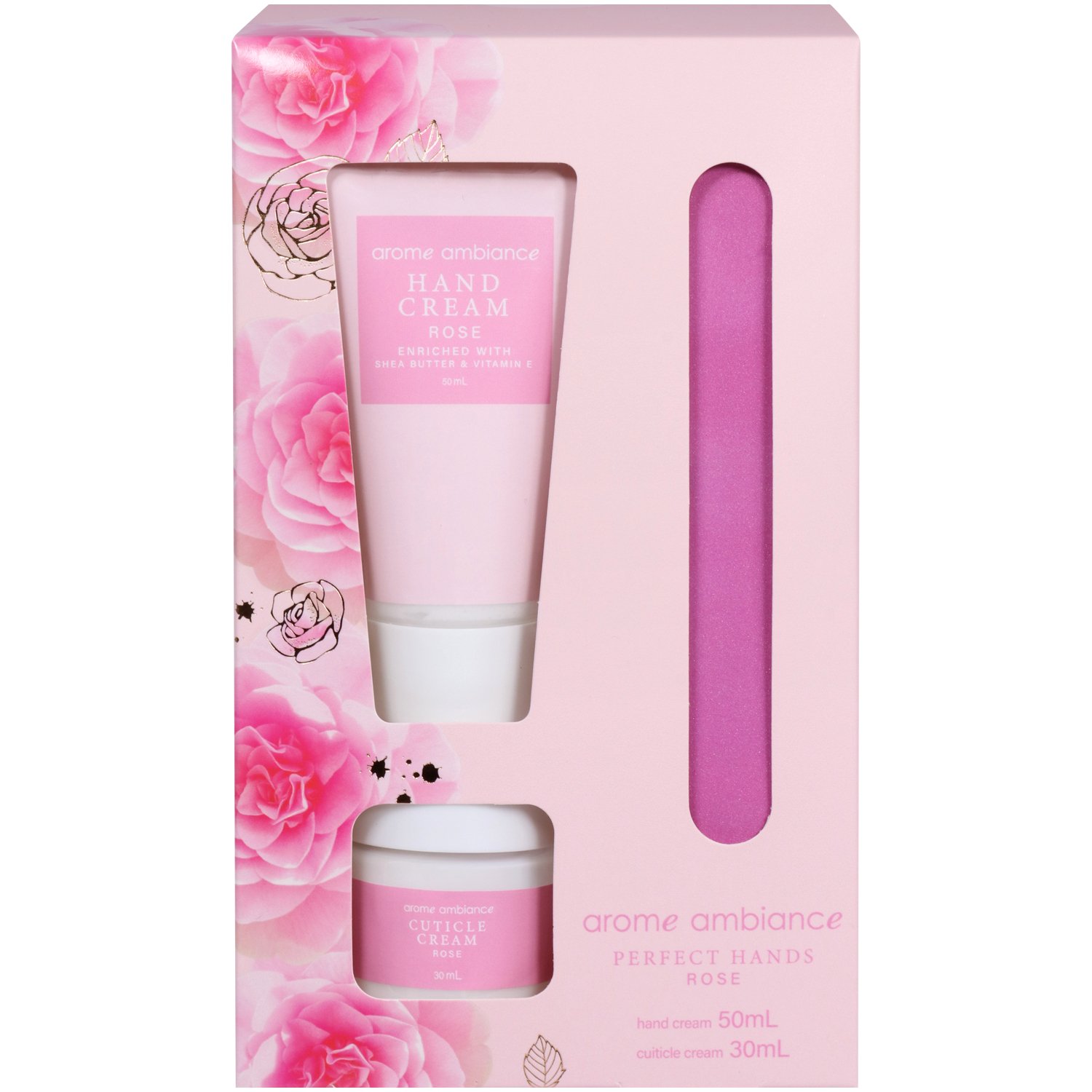 Arome Ambiance Timeless Florals Perfect Hands Gift Set Rose 3 piece