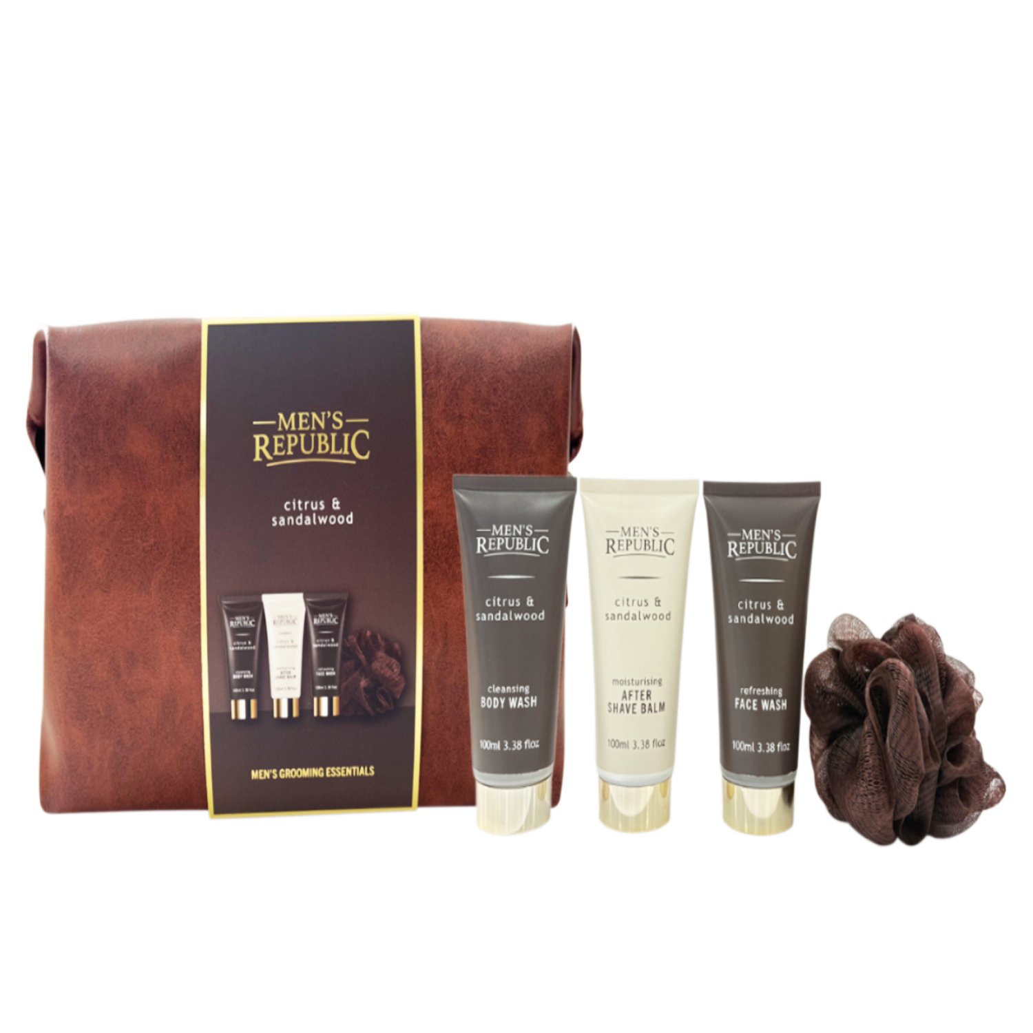 Men's Republic Grooming Kit In Soft Faux Leather Toiletry Bag 5 piece - Image 6