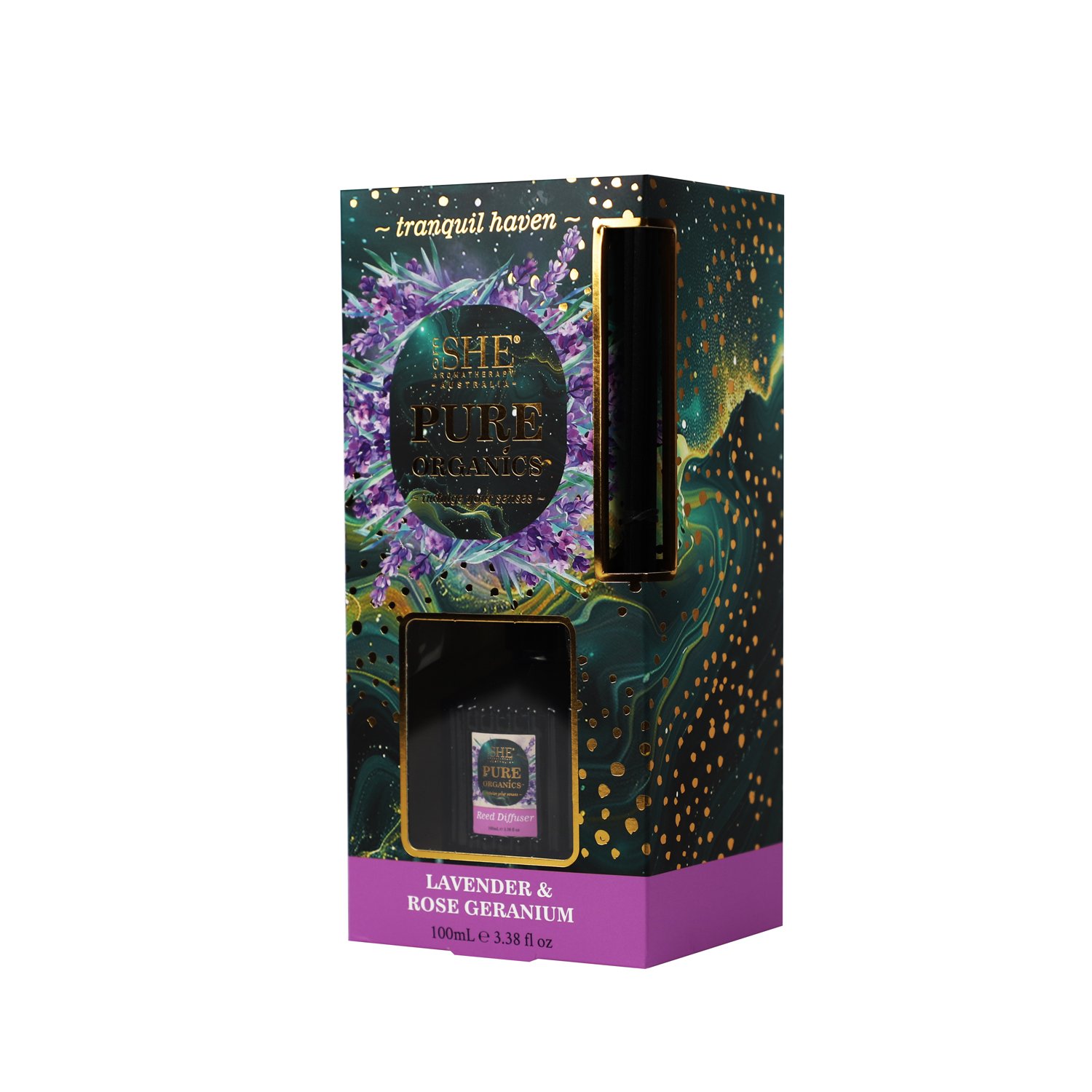 SHE Aromatherapy Pure Organics Reed Diffuser Lavender & Rose Geranium 1 each - Image 2