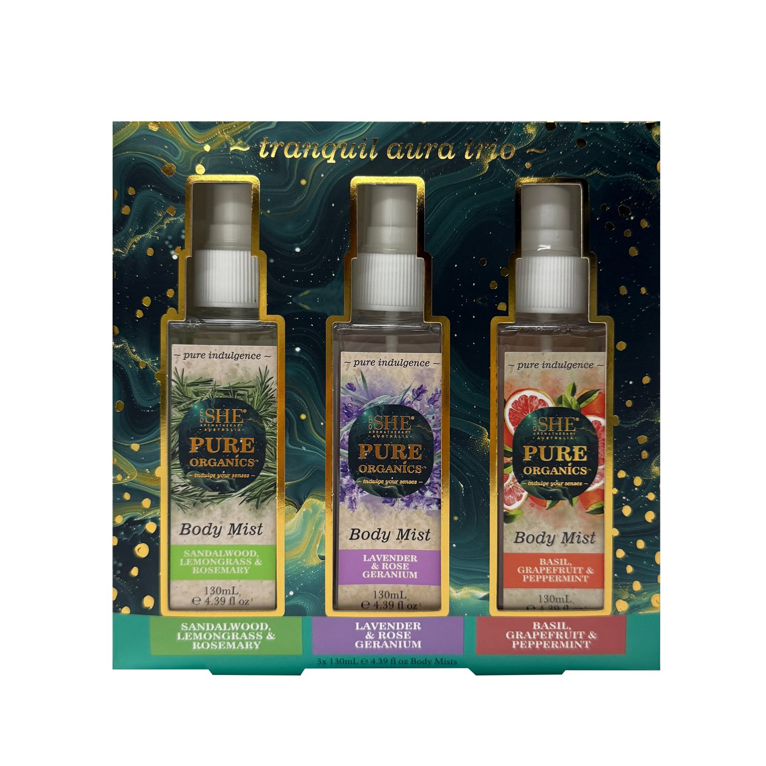SHE Aromatherapy Pure Organics Body Mist Trio 3 piece - Image 1