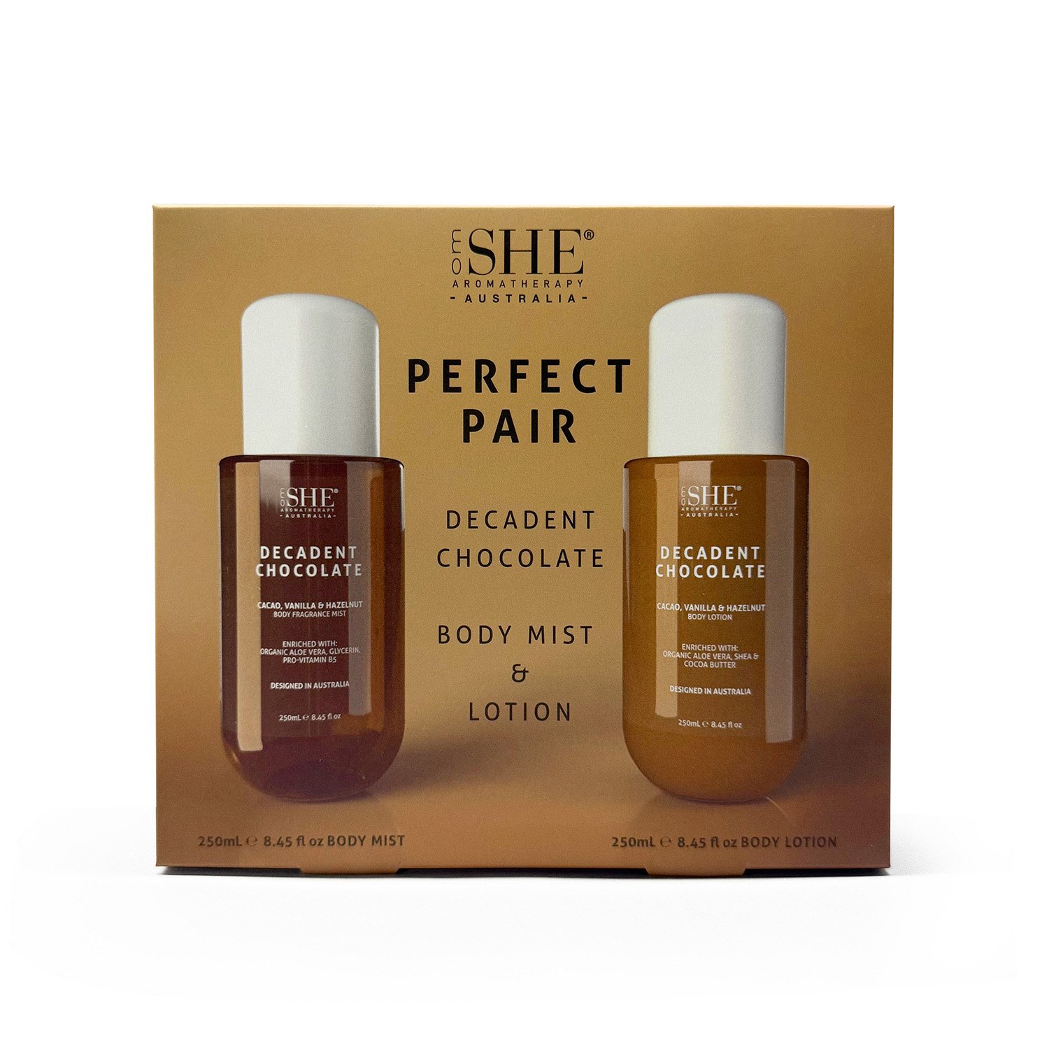 SHE Aromatherapy Signature Collection Mist & Lotion Duo Perfect Pair Decadent Chocolate 2 piece