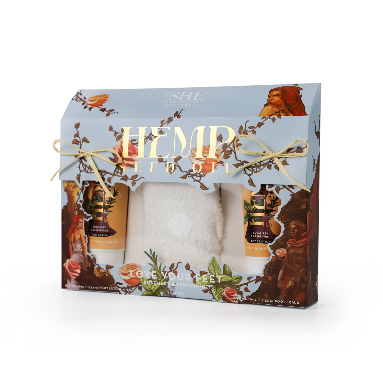 SHE Aromatherapy Hemp Luscious Toes Set Rosemary & Peppermint 3 piece