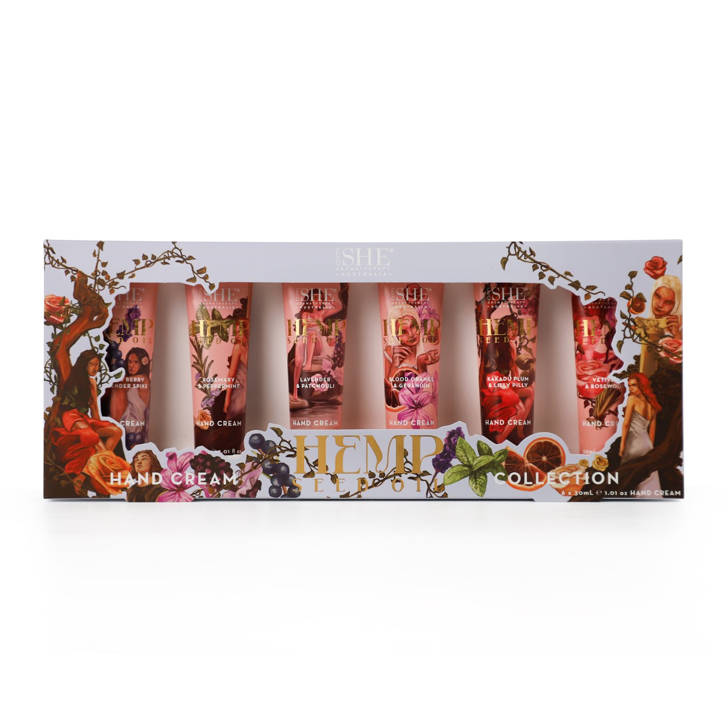 SHE Aromatherapy Hemp Hand Cream Library 6 piece