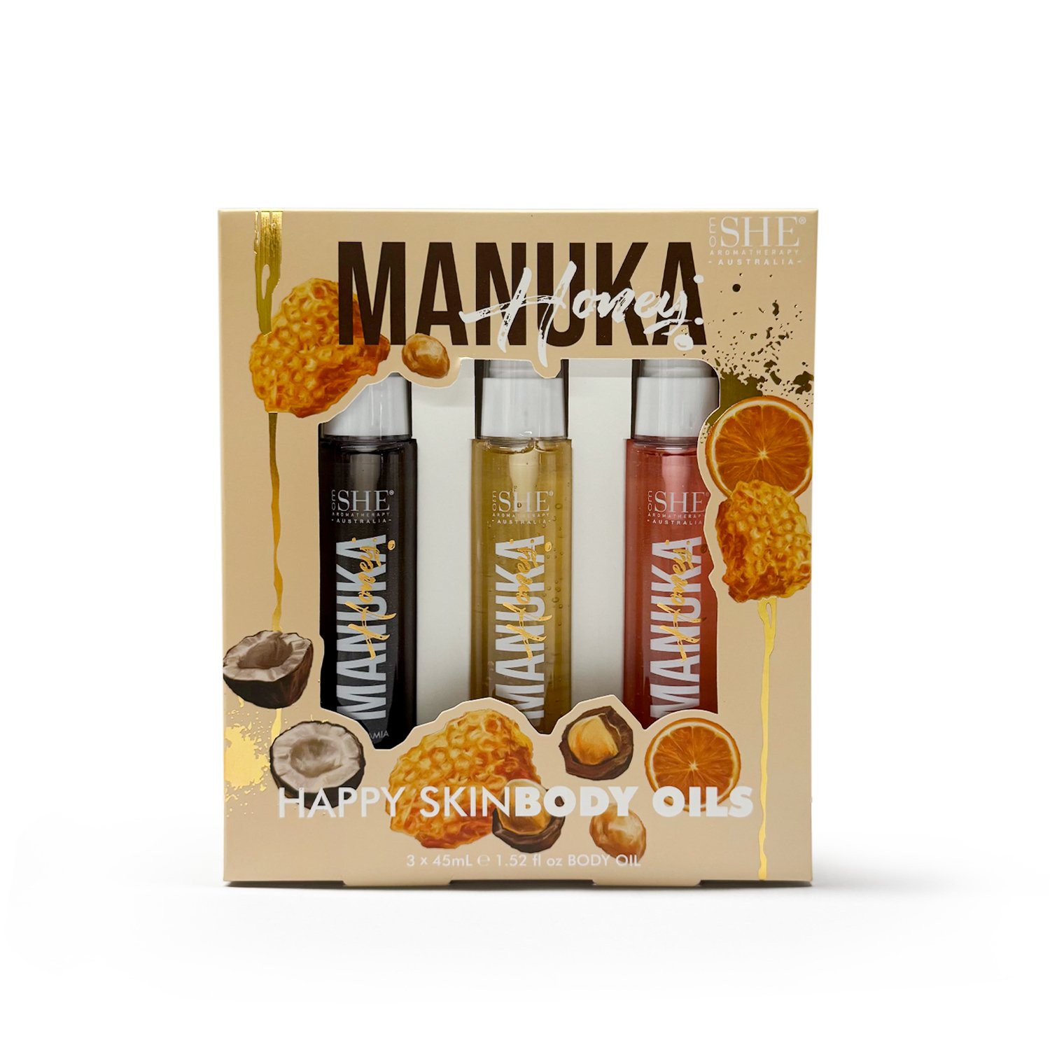 SHE Aromatherapy Manuka Honey Body Oil Set 3 piece
