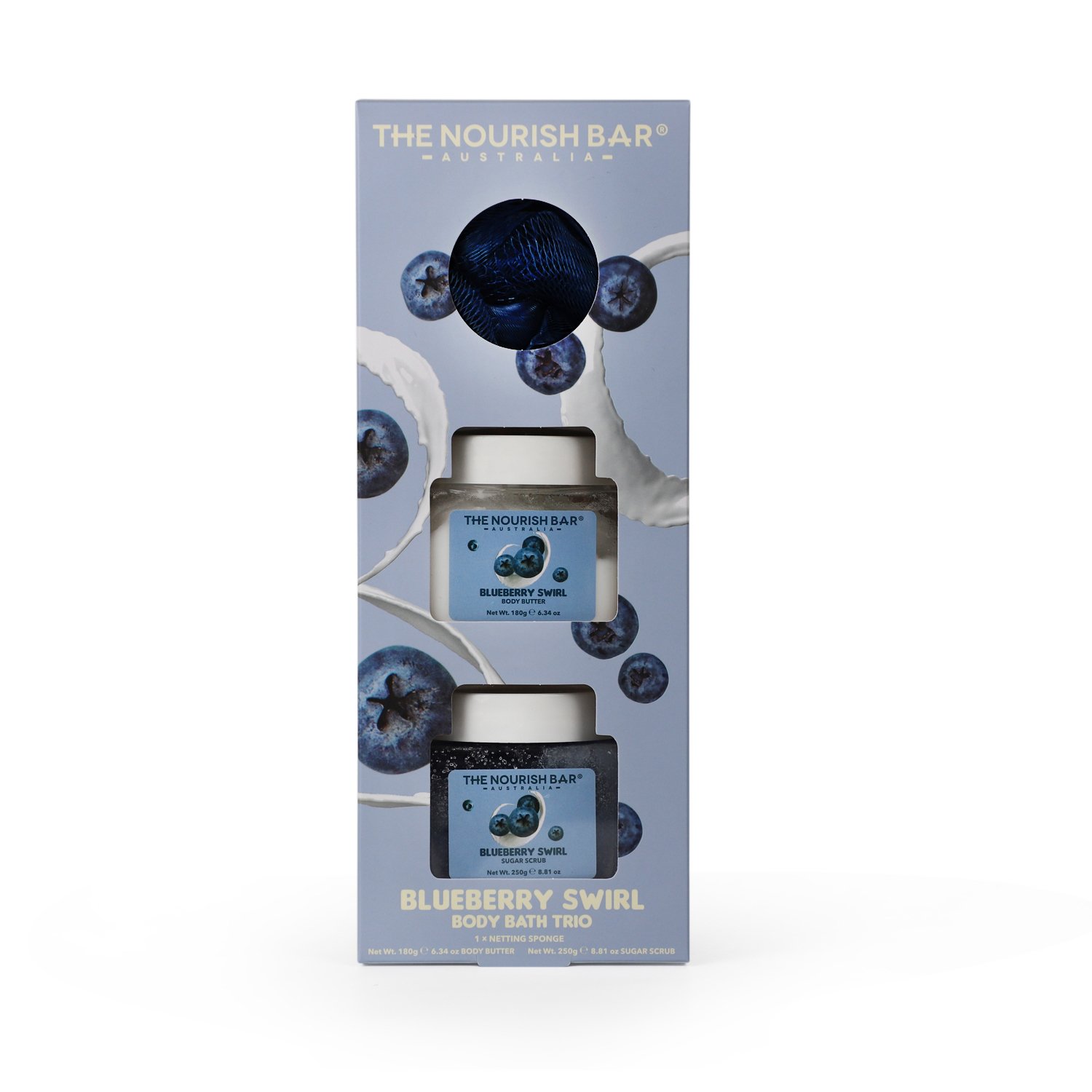 The Nourish Bar Body Bath Trio Blueberry Swirl 3 piece