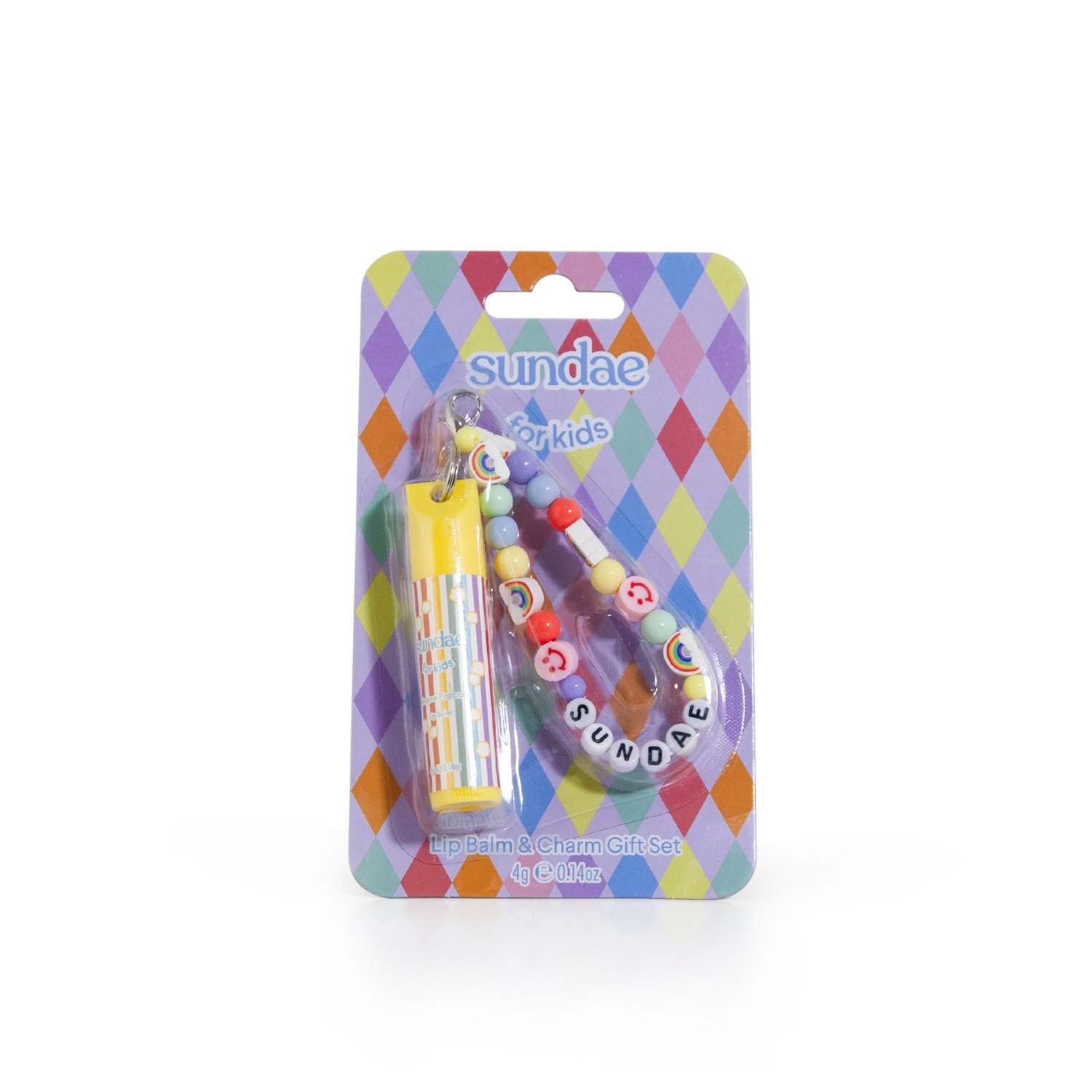 Sundae Lip Balm & Keycharm Rainbow Popcorn 1 each