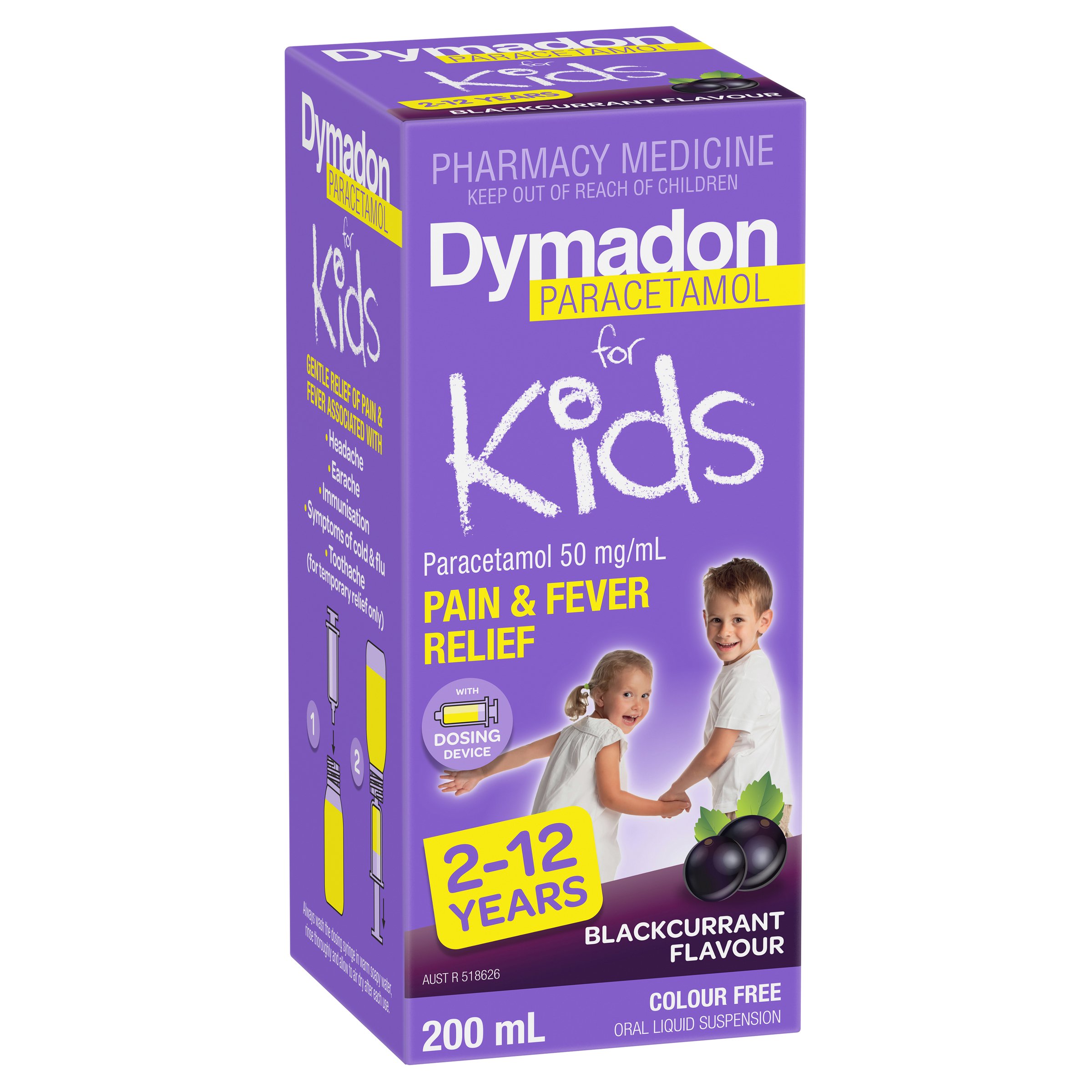 Dymadon Paracetamol 2-12yrs Blackcurrant 200ml - Image 10