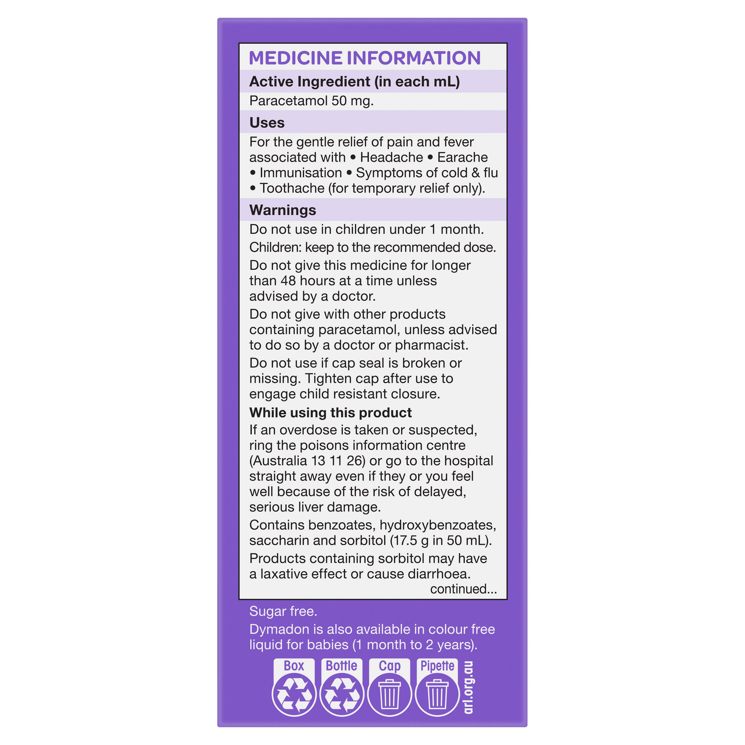 Dymadon Paracetamol 2-12yrs Blackcurrant 200ml - Image 4