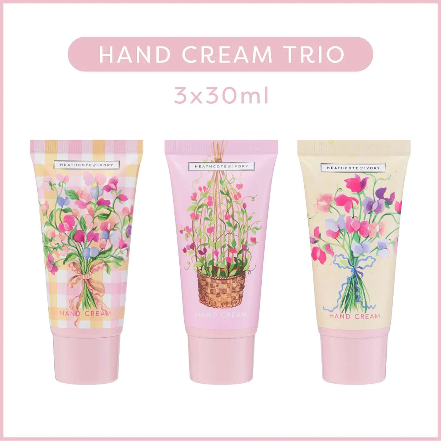 Heathcote & Ivory Sweet Pea Hand Cream Trio 3 piece - Image 2