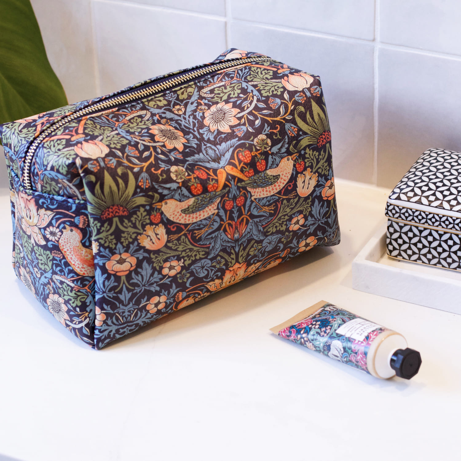 William Morris At Home Strawberry Thief Large Toiletry Bag Blue 1 each - Image 3