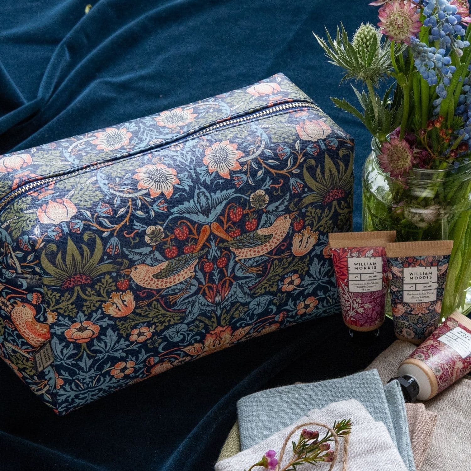 William Morris At Home Strawberry Thief Large Toiletry Bag Blue 1 each - Image 4