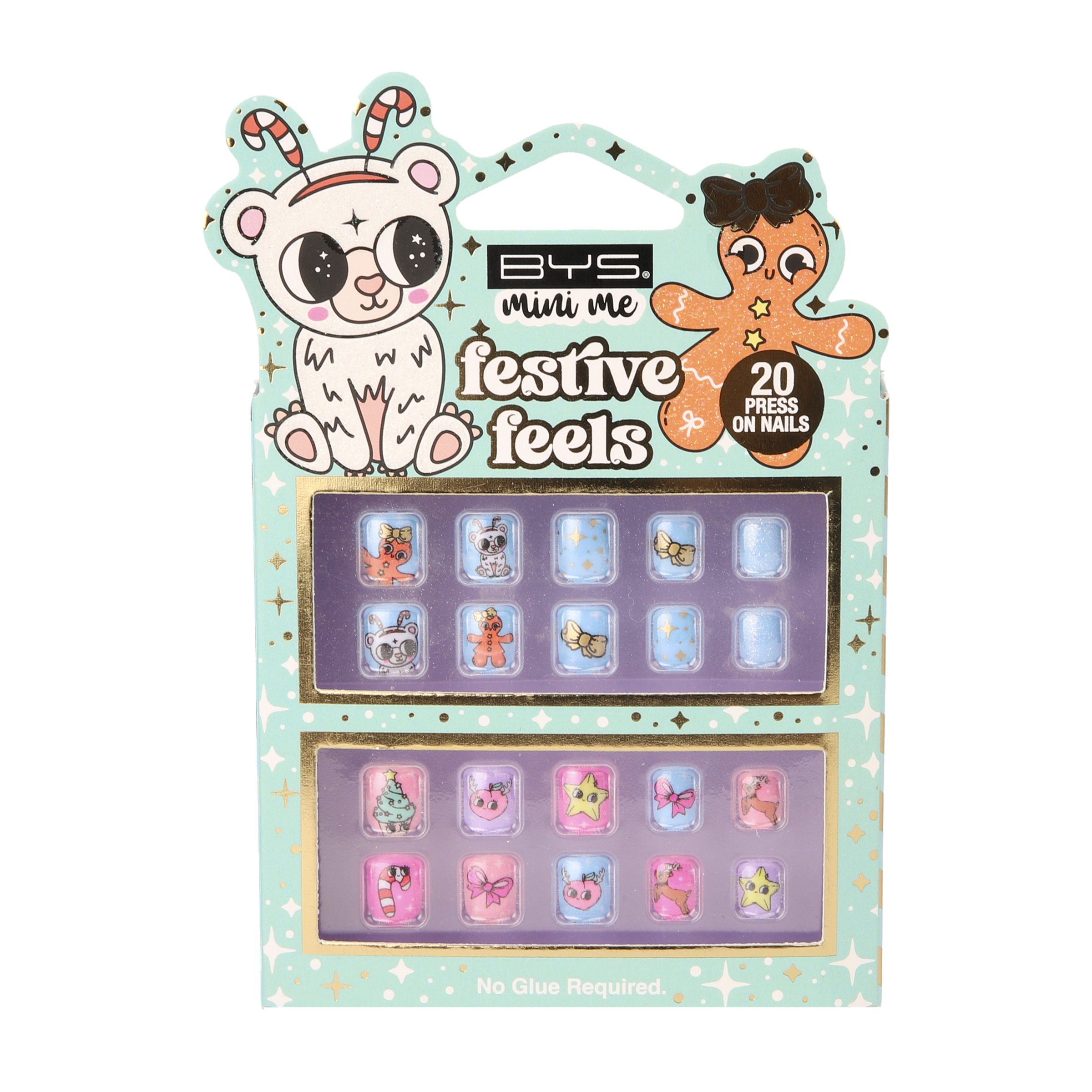 BYS Mini Me Festive Feels Press On Nails Penguin & Fox 1 each