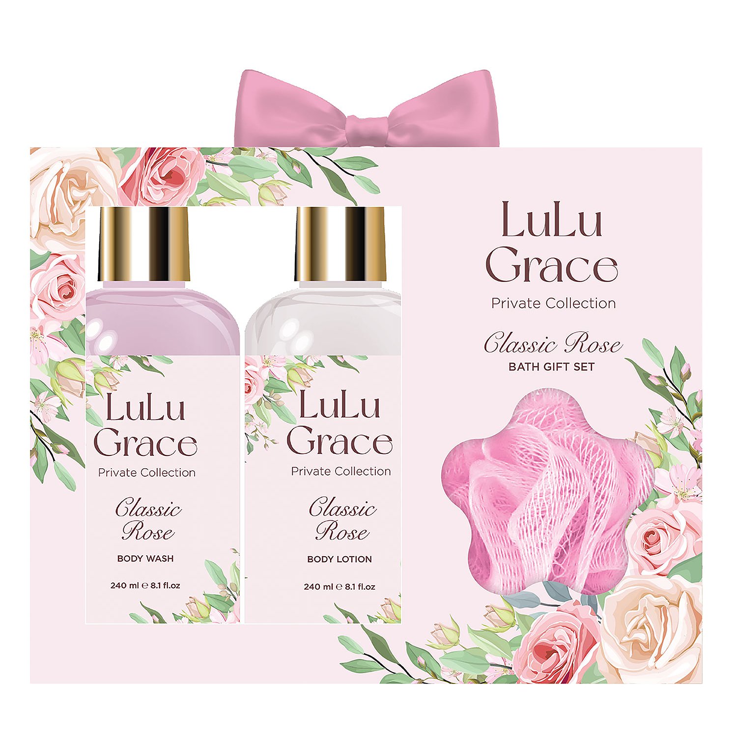 Lulu Grace Classic Rose Bath Gift Set 3 piece