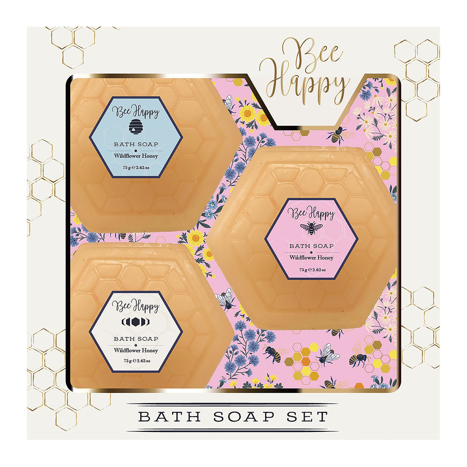 Bee Happy Bath Soap Trio Set 3 piece