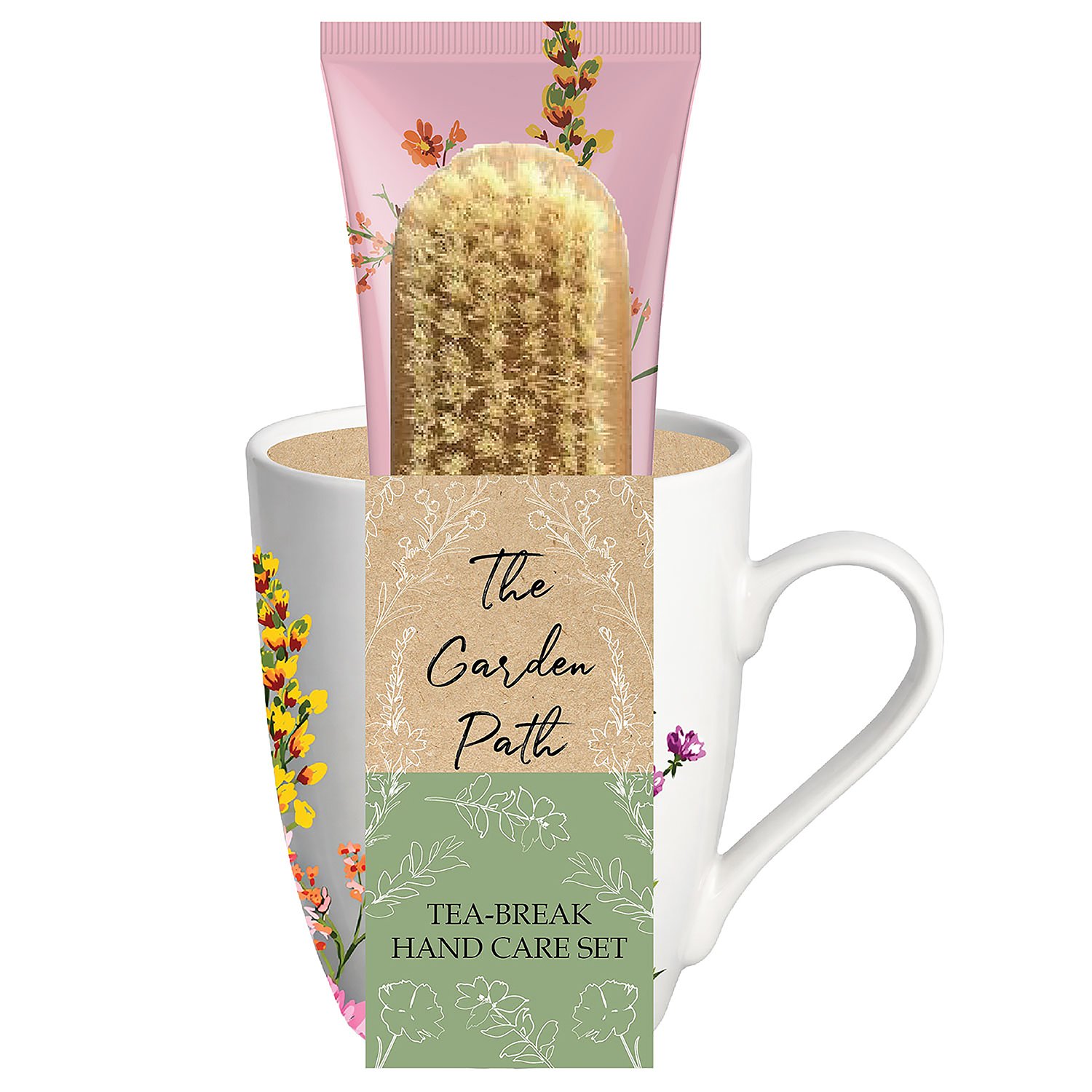 The Garden Path Tea-Break Hand Cream & Nail Brush Gift Set With Mug 2 piece