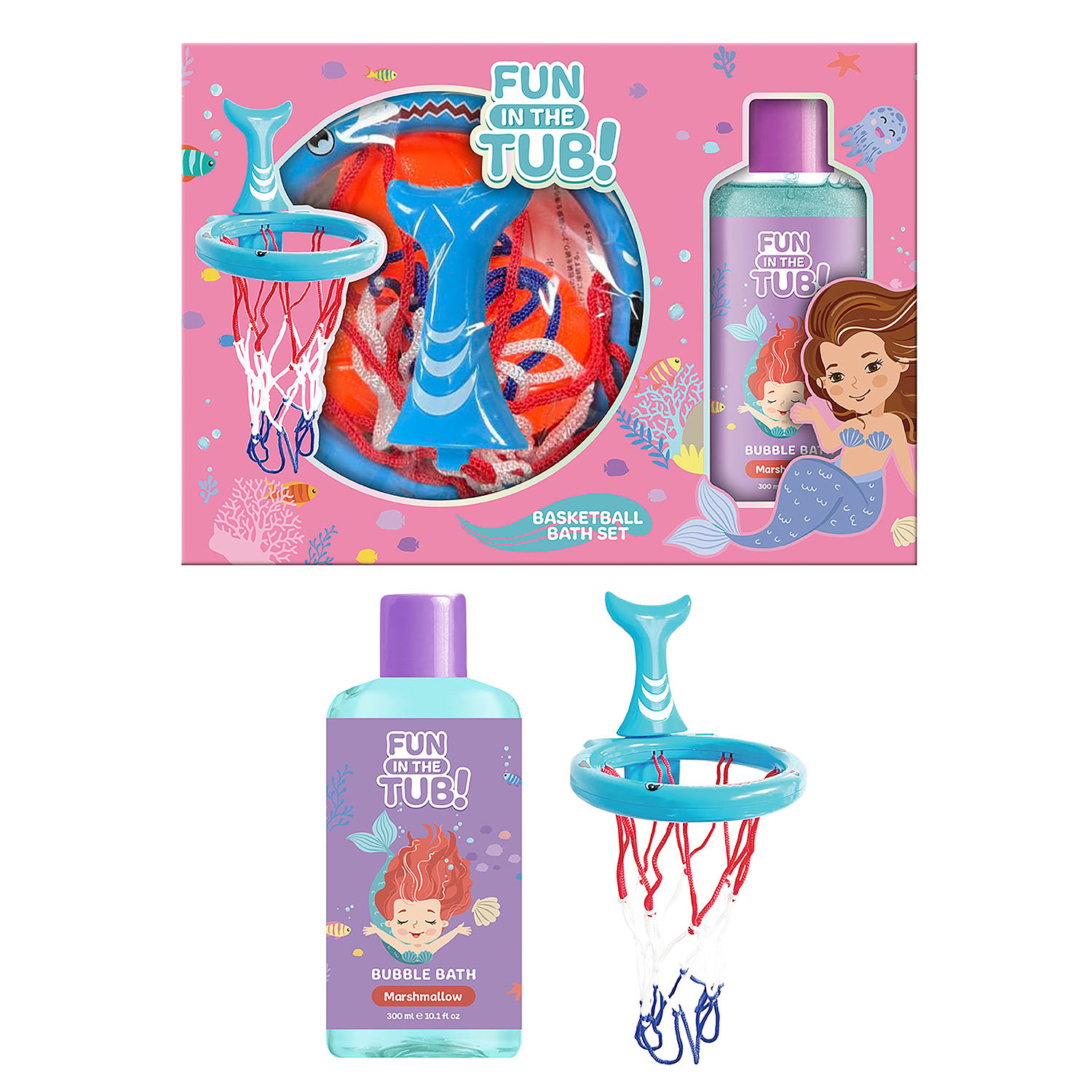 Fun In The Tub Mermaid Bubble Bath 300ml With Bath Basketball 2 piece