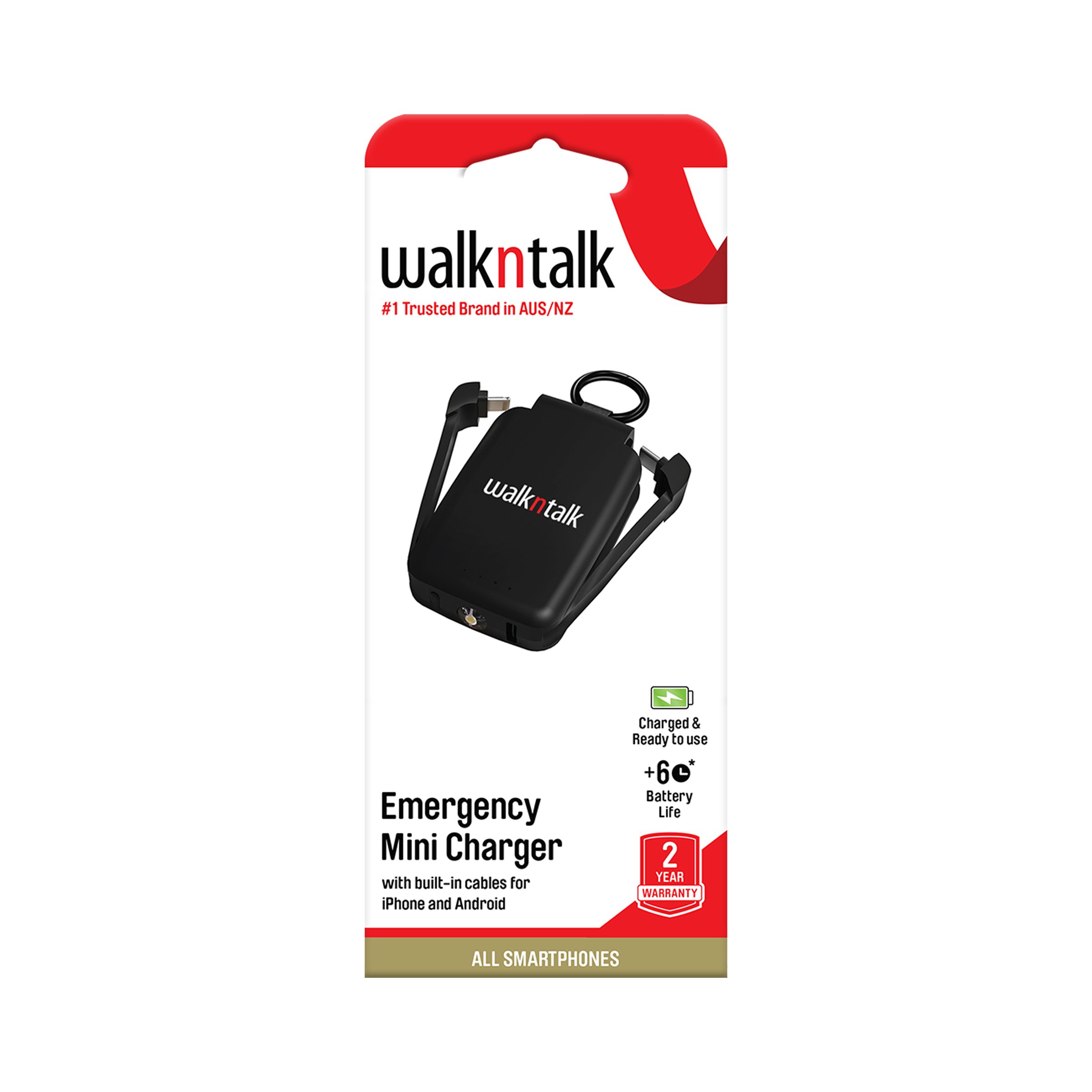 Walkntalk Emergency Mini Charger Black 1 each