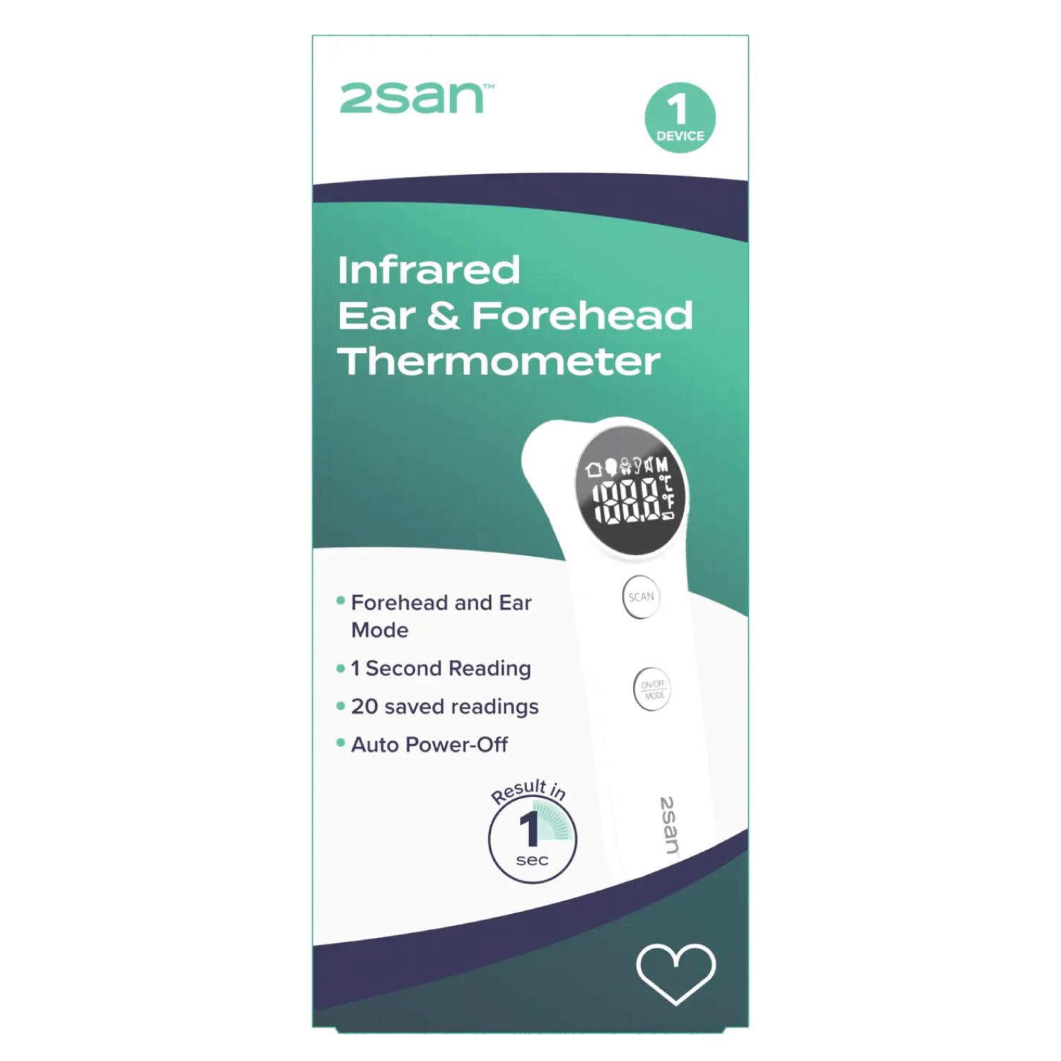 2San Ear & Forehead Thermometer 1 pack - Image 1