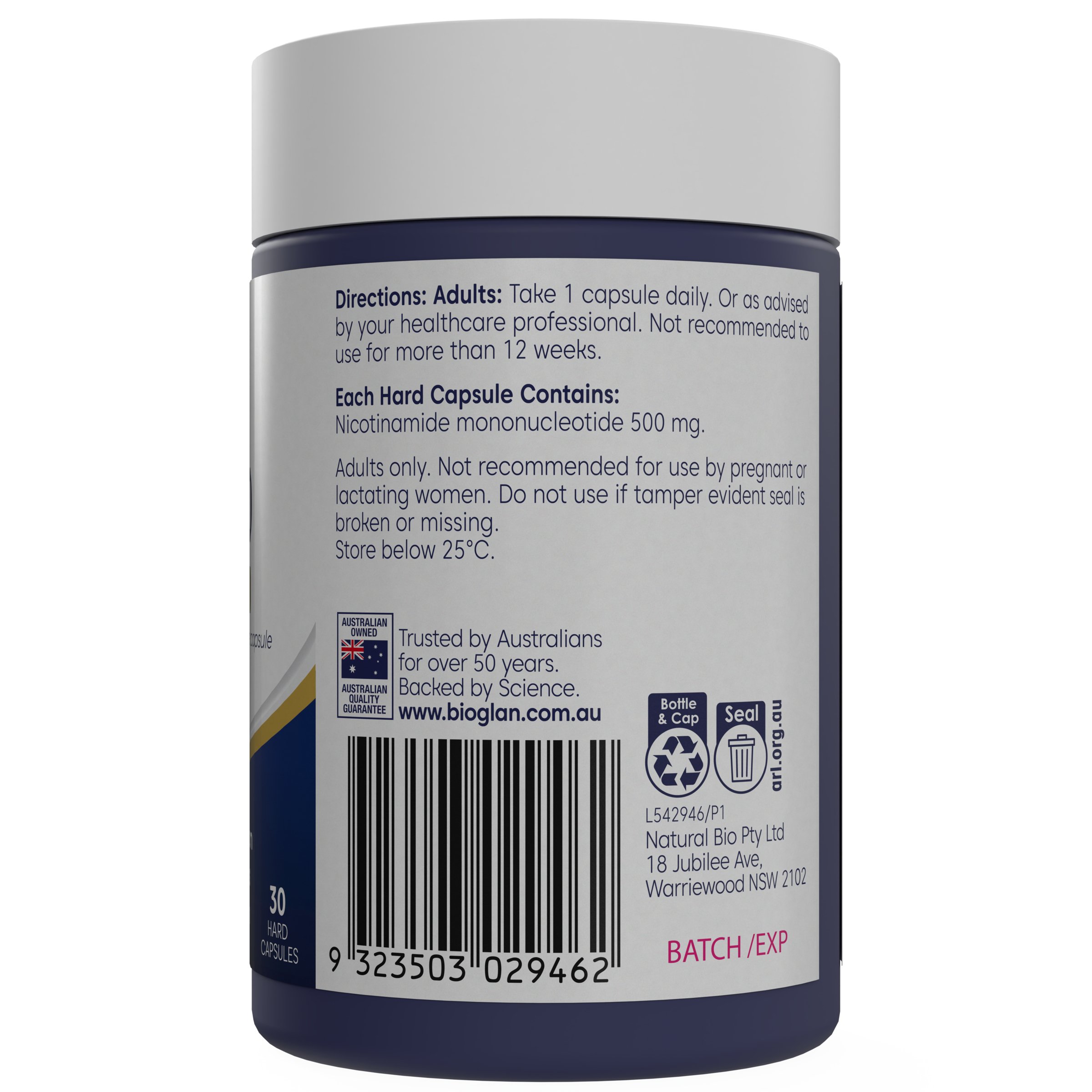 Bioglan NMN 500 Cellular Energy 30 capsules - Image 3