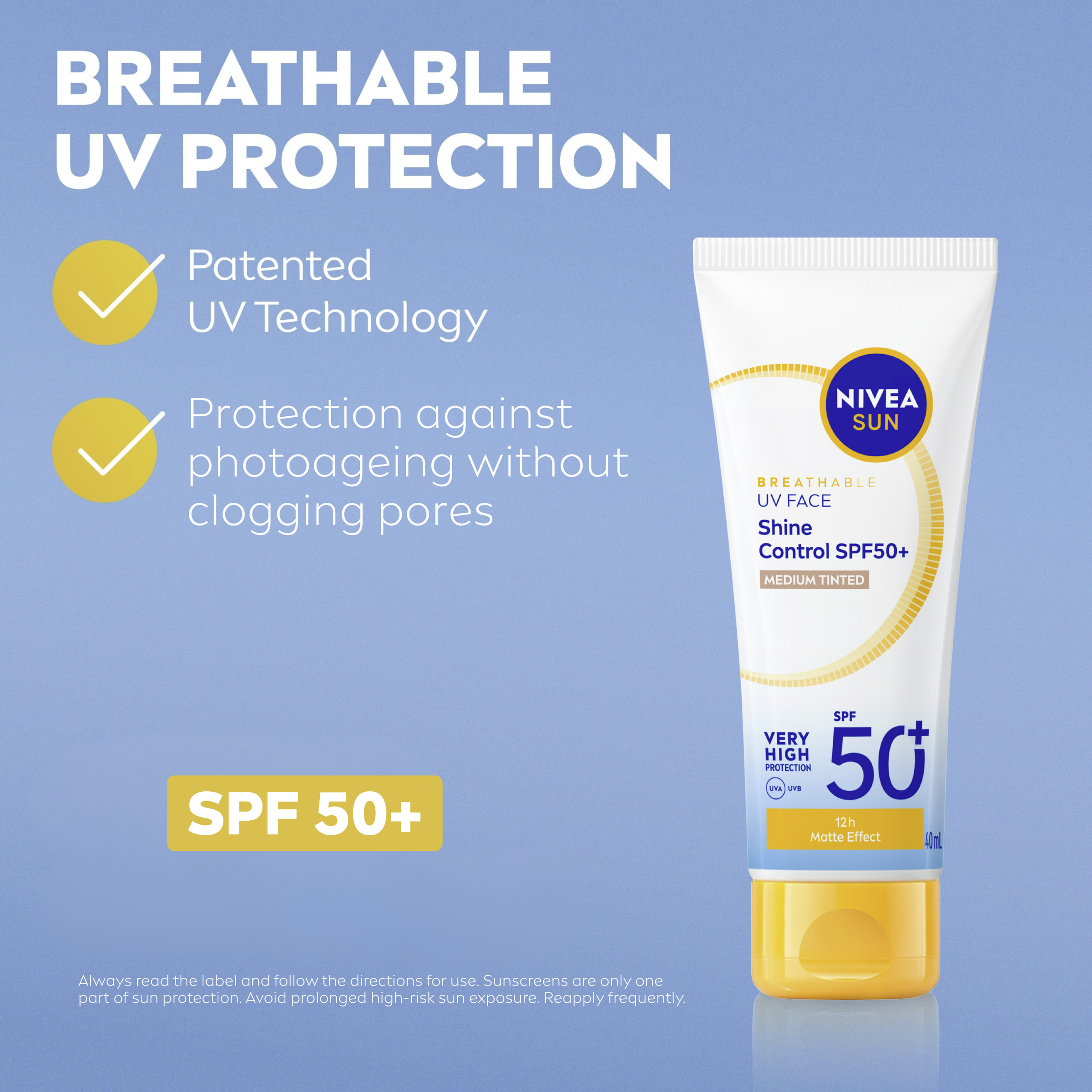 Nivea Sun UV Face Shine Control SPF50+ Medium Tinted 40ml - Image 9