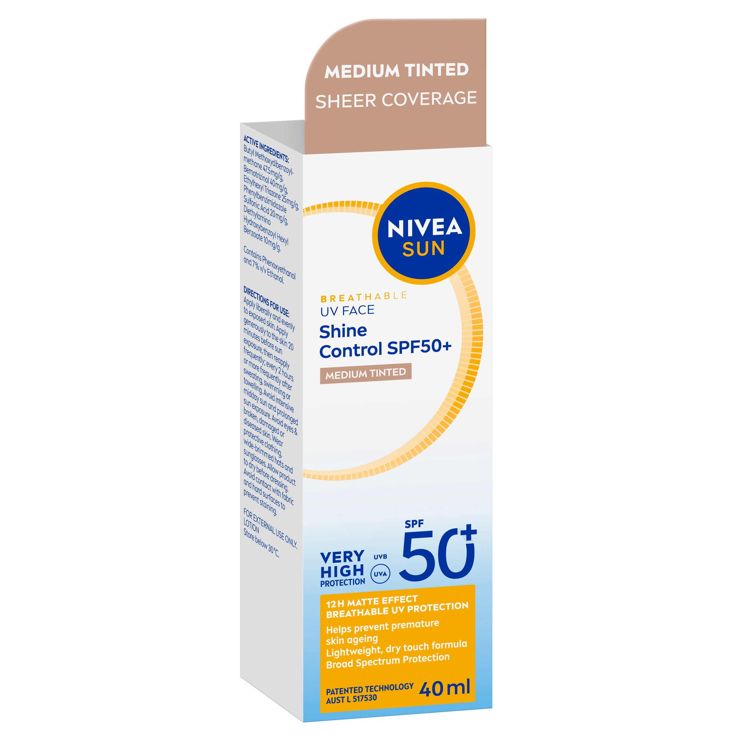 Nivea Sun UV Face Shine Control SPF50+ Medium Tinted 40ml - Image 6