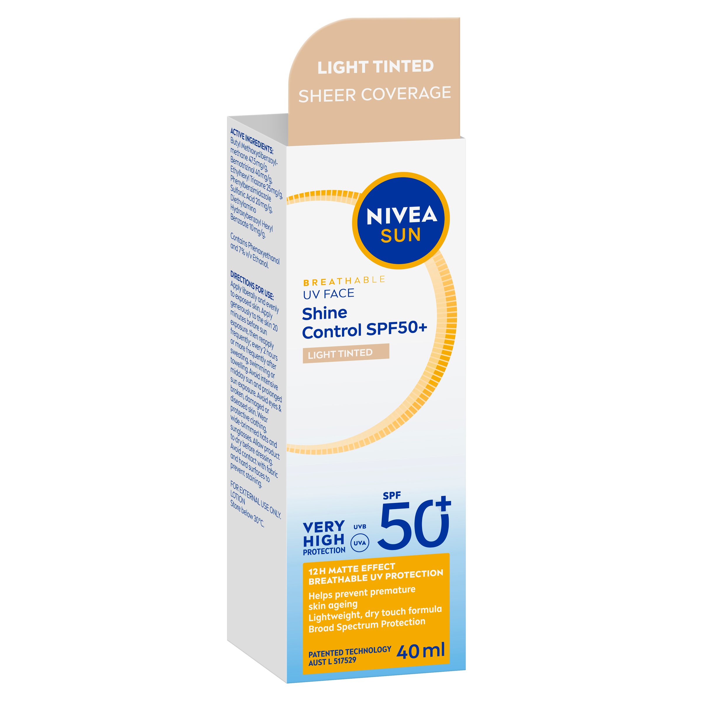 Nivea Sun UV Face Shine Control SPF50+ Light Tinted 40ml - Image 6