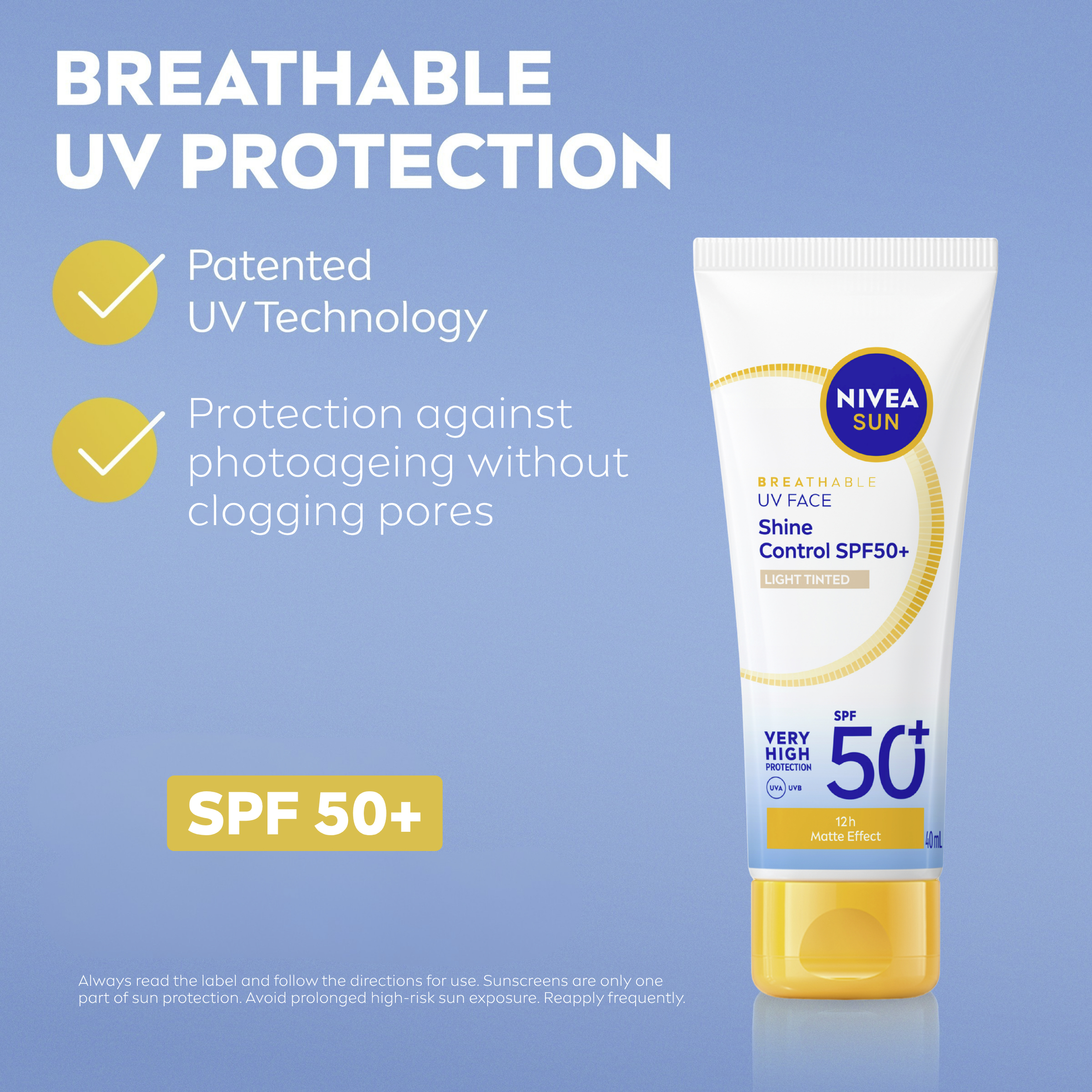 Nivea Sun UV Face Shine Control SPF50+ Light Tinted 40ml - Image 9
