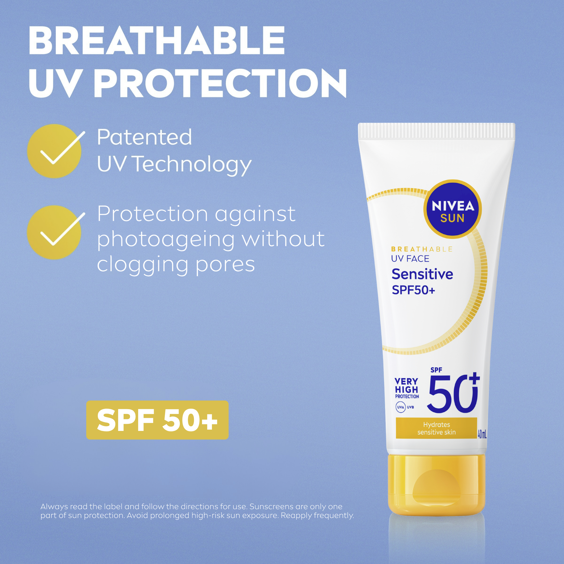 Nivea Sun UV Face Sensitive SPF50+ 40ml - Image 9