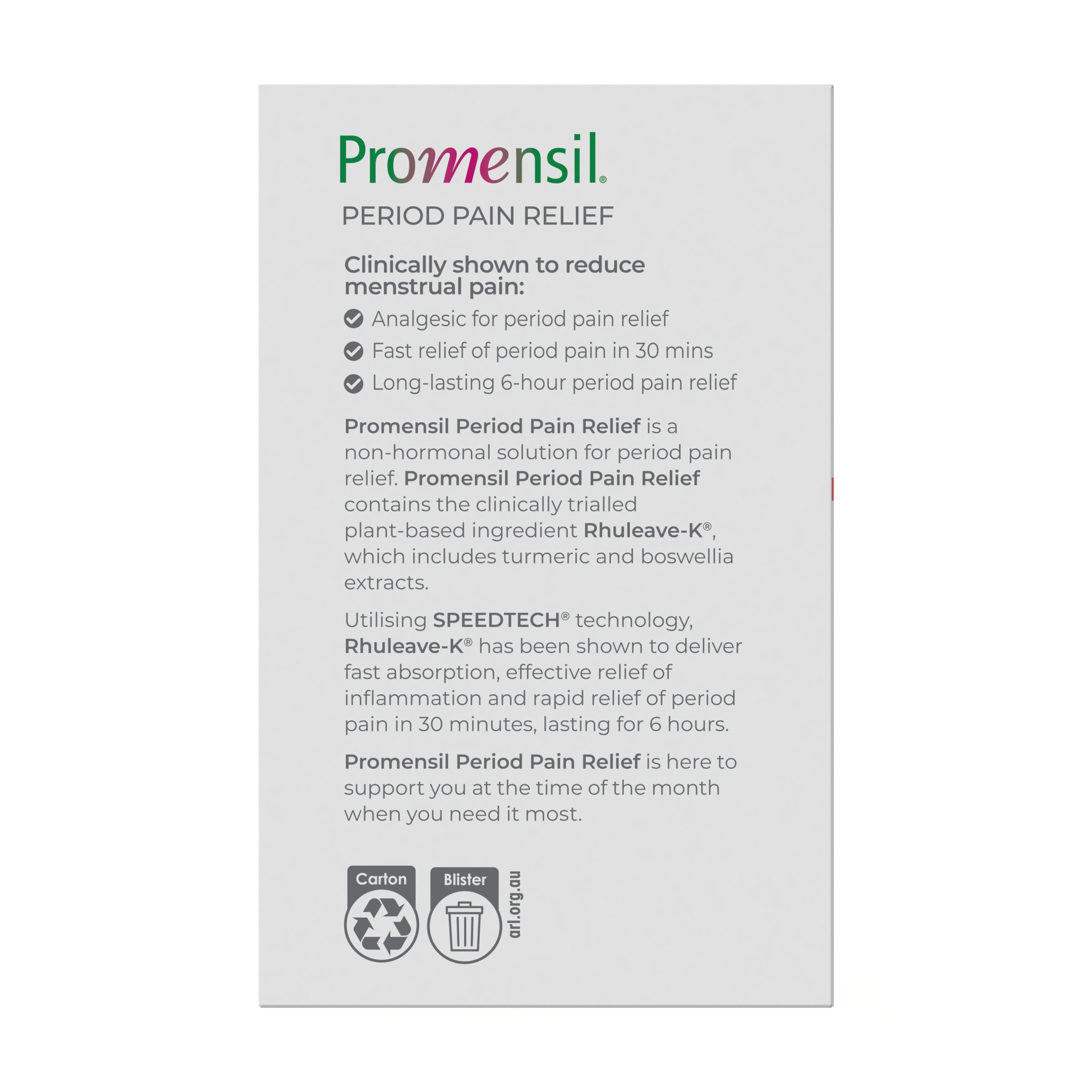 Promensil Period Pain Relief 20 capsules - Image 2
