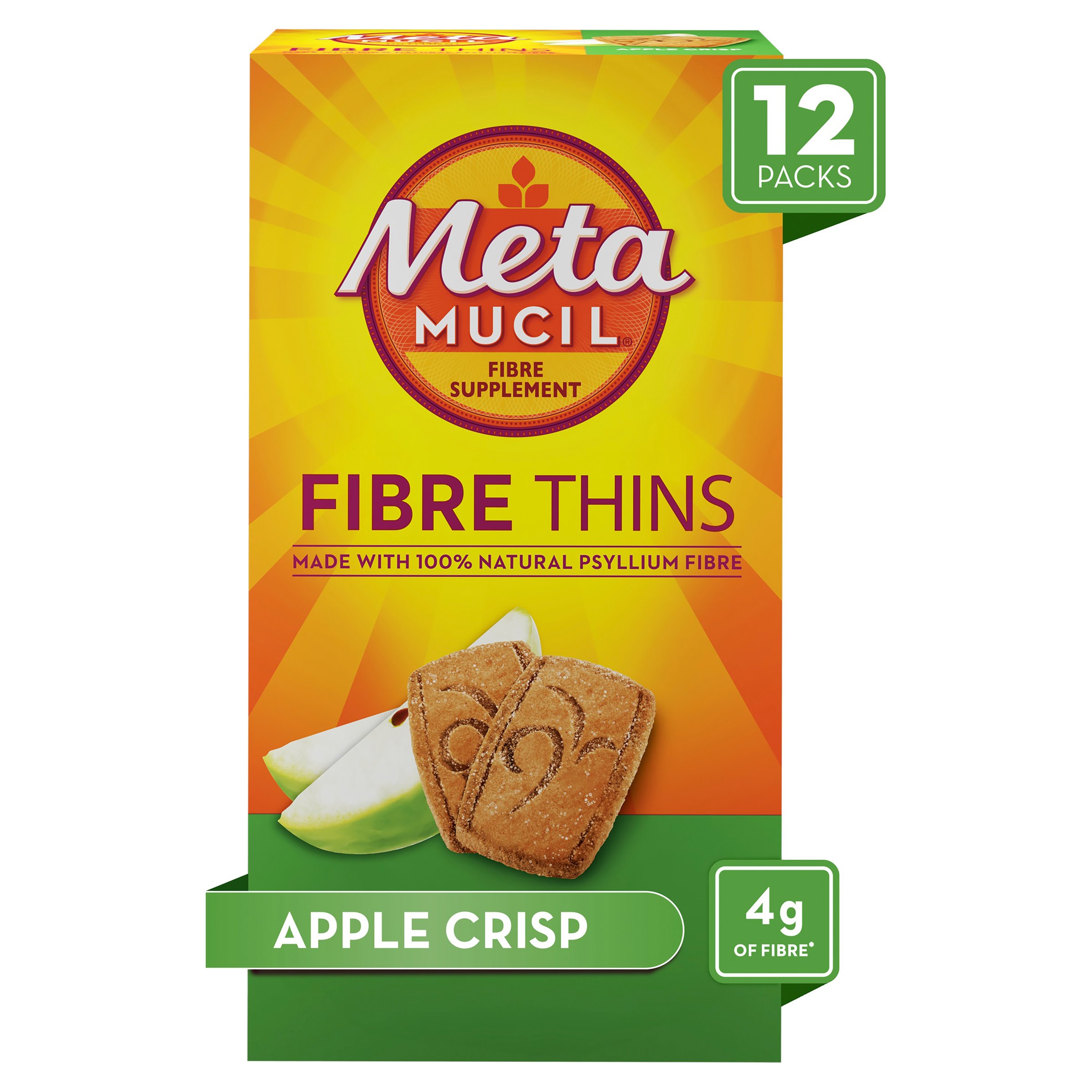 Metamucil Fibre Supplement Fibre Thins Apple Crisp Fibre 12 pack - Image 3