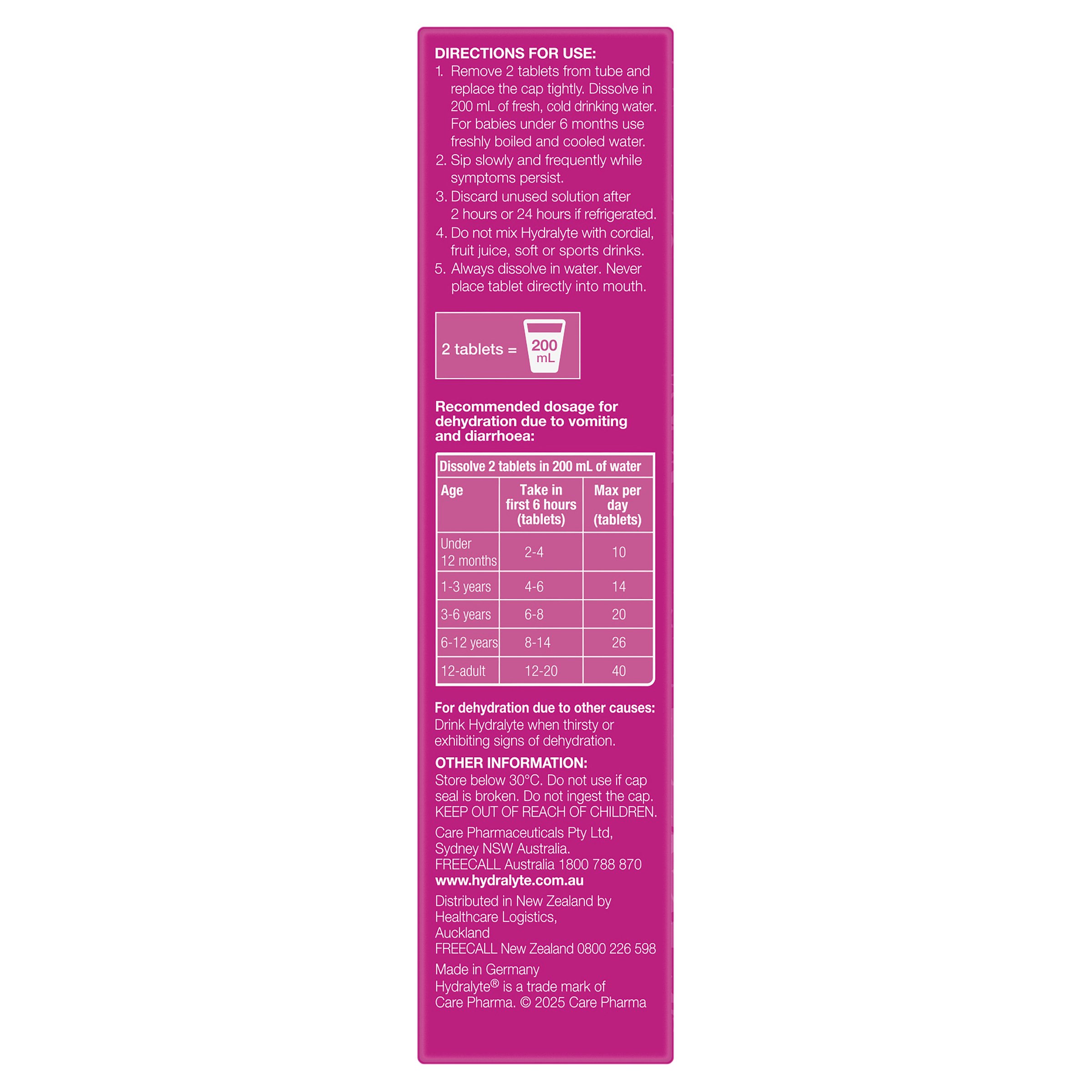 Hydralyte Mixed Berry Effervescent Electrolyte Tablets 20 pack - Image 3