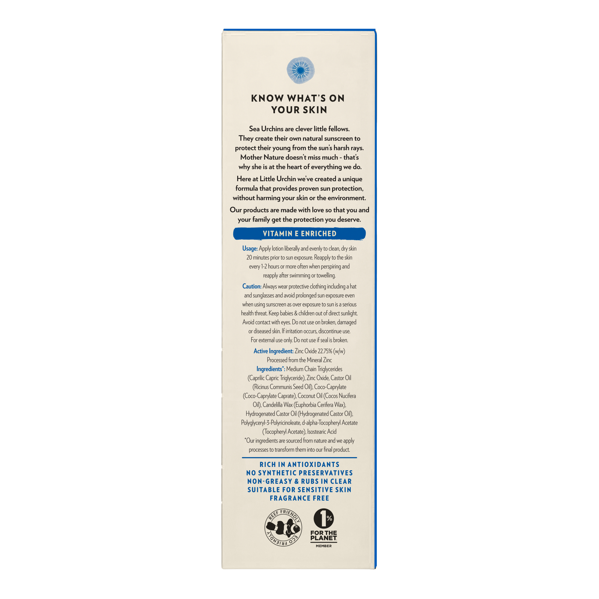Little Urchin Natural Clear Zinc Sunscreen SPF 50+ 100g - Image 2