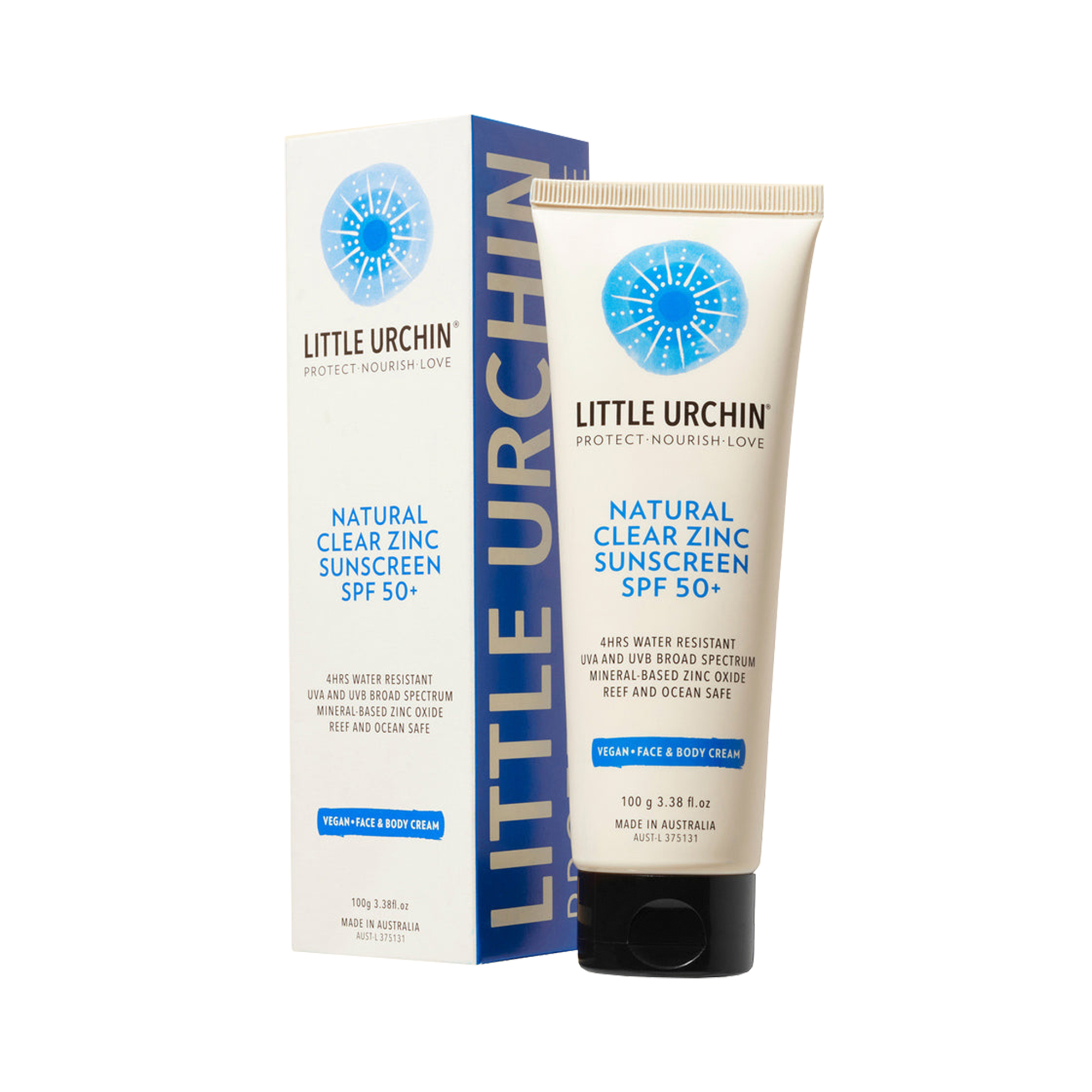 Little Urchin Natural Clear Zinc Sunscreen SPF 50+ 100g - Image 1