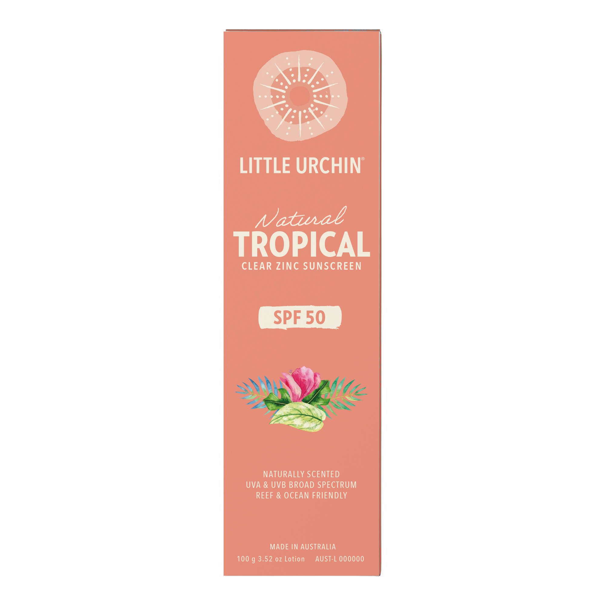 Little Urchin Natural Tropical Clear Zinc Sunscreen SPF 50+ 100g - Image 2