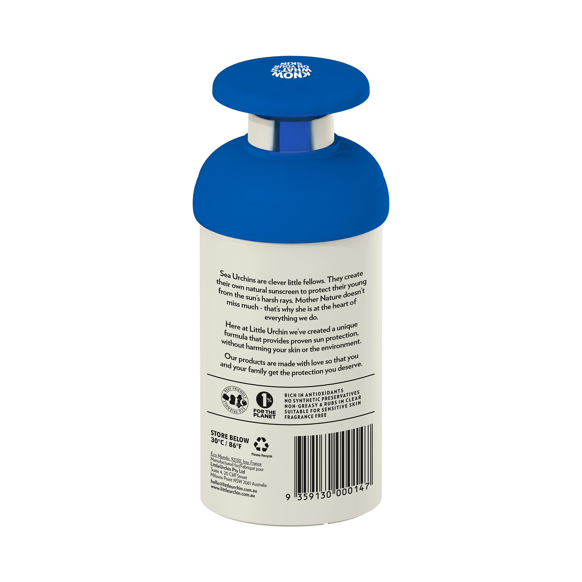 Little Urchin Natural Clear Zinc Sunscreen SPF 50+ Pump 300g - Image 3