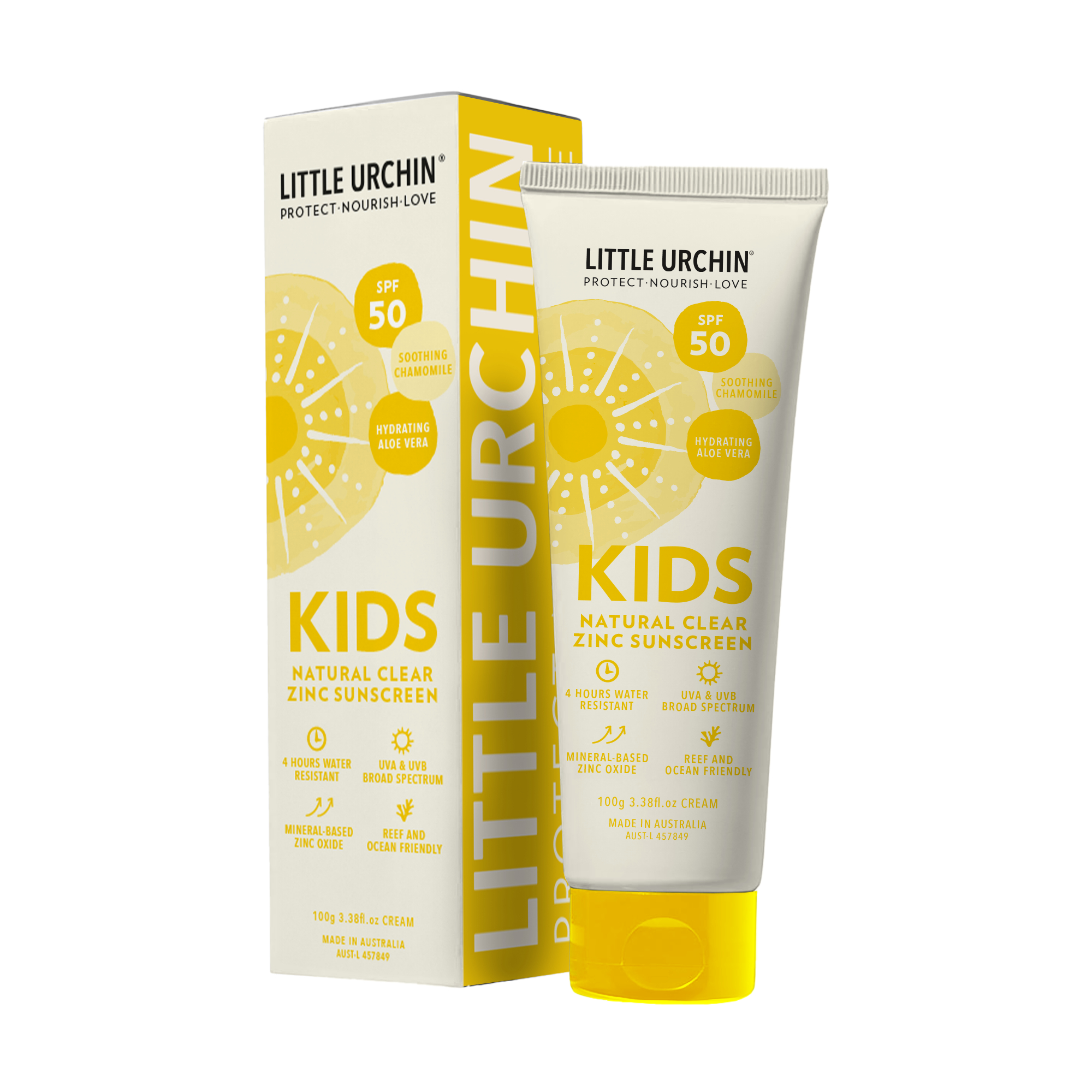 Little Urchin Kids Natural Clear Zinc Sunscreen SPF 50+ 100g - Image 1