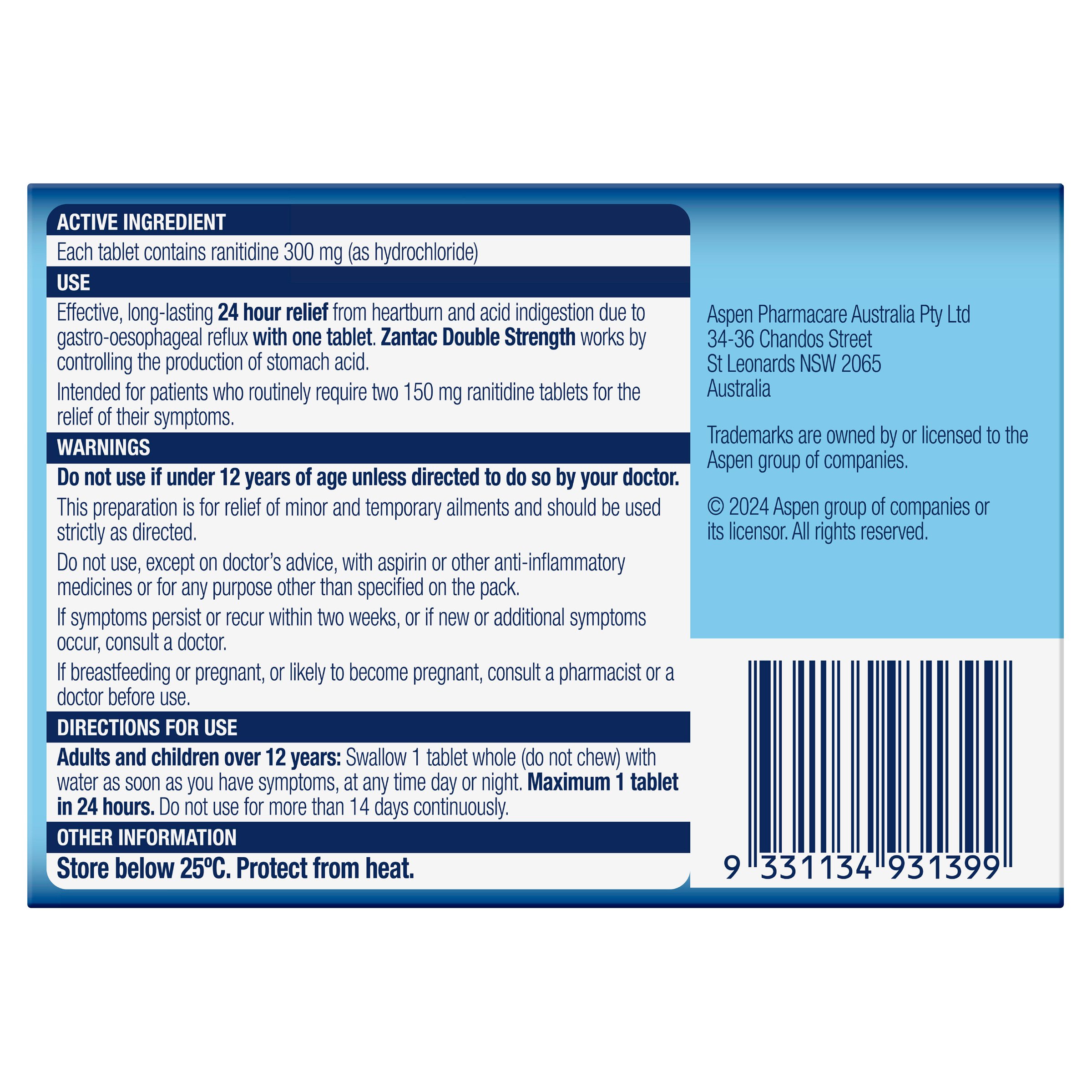 Zantac 300mg Tab - 7 Tablets - Image 2