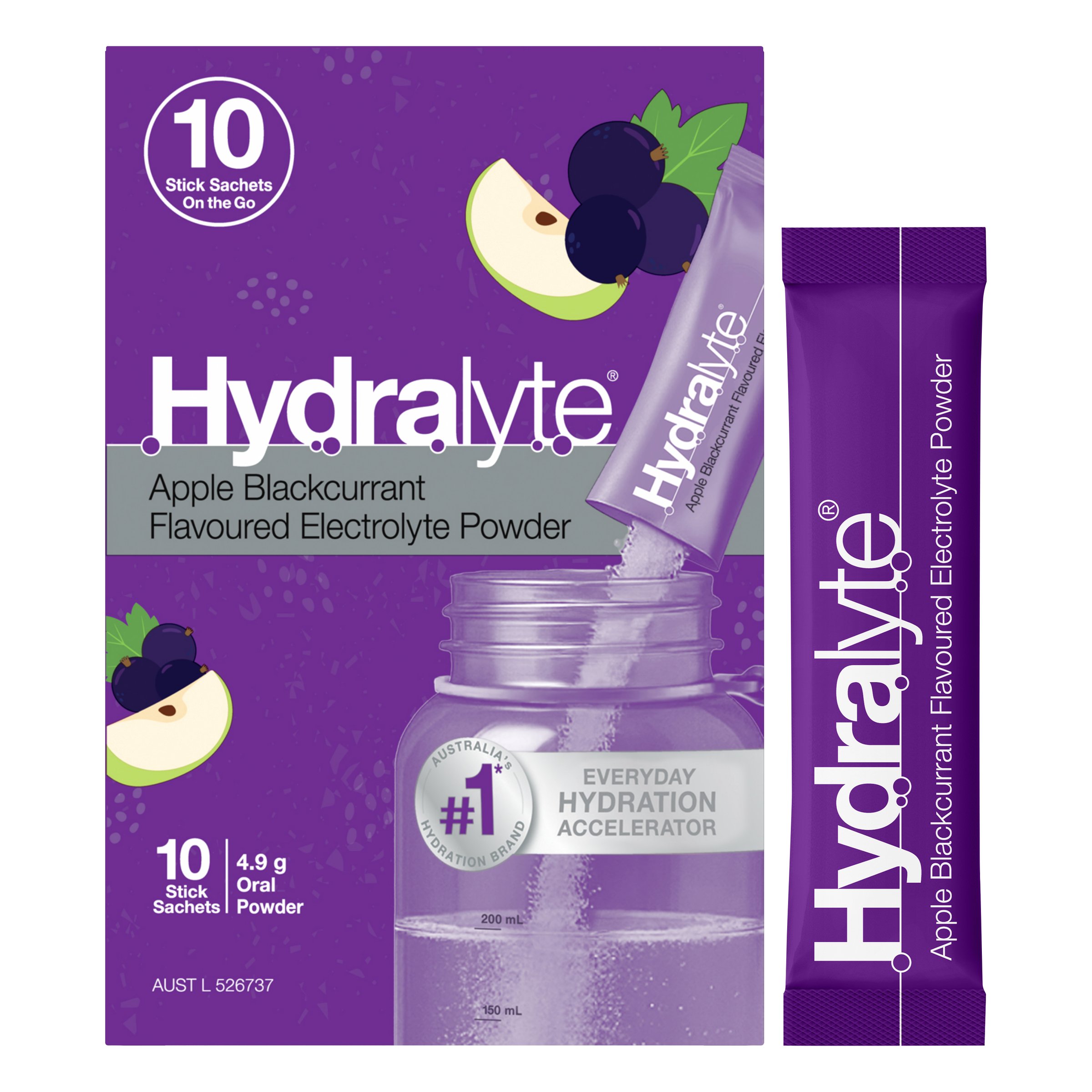 Hydralyte Stick Sachets Apple Blackcurrant Electrolyte Powder 10 pack - Image 7