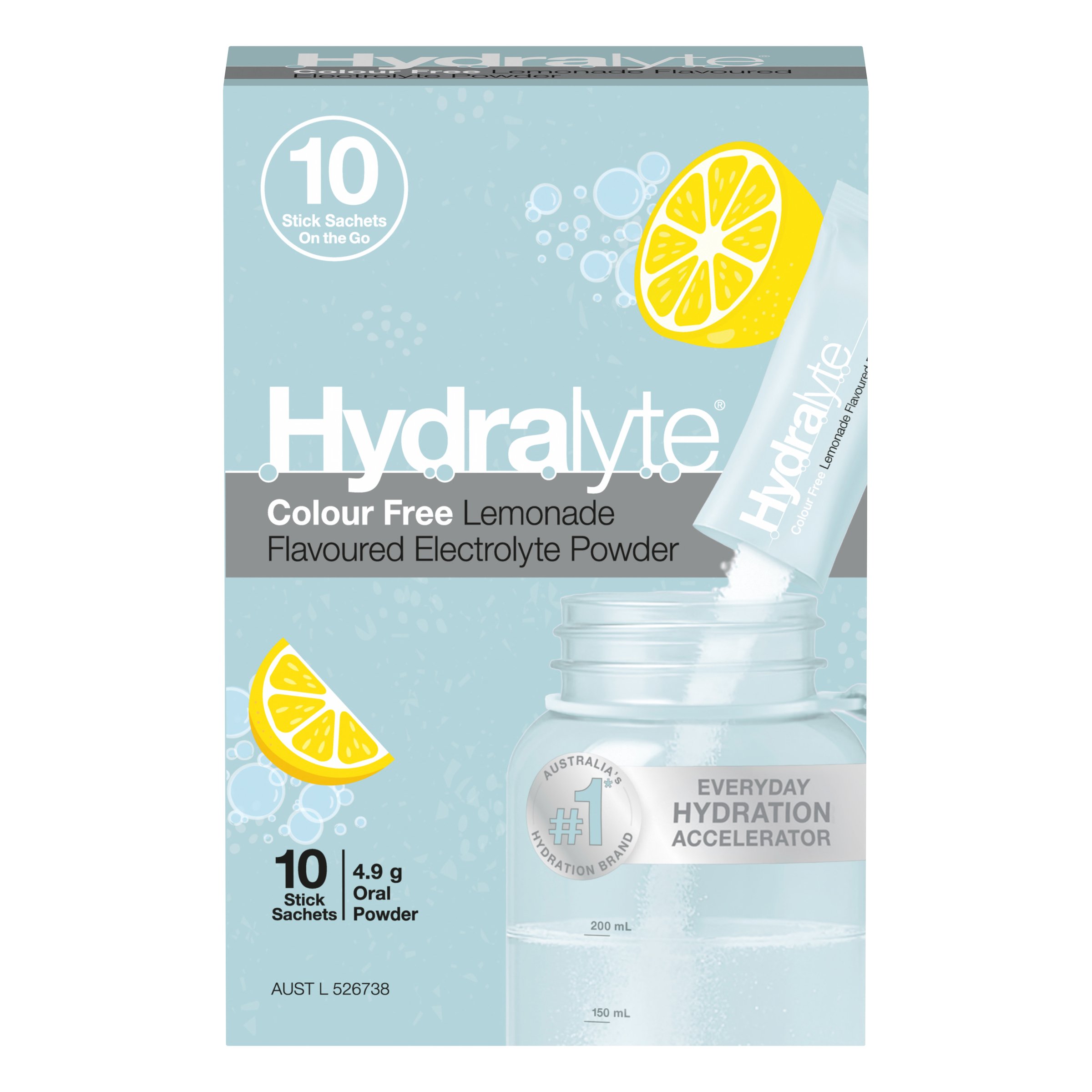 Hydralyte Stick Sachets Lemonade Electrolyte Powder 10 pack - Image 1