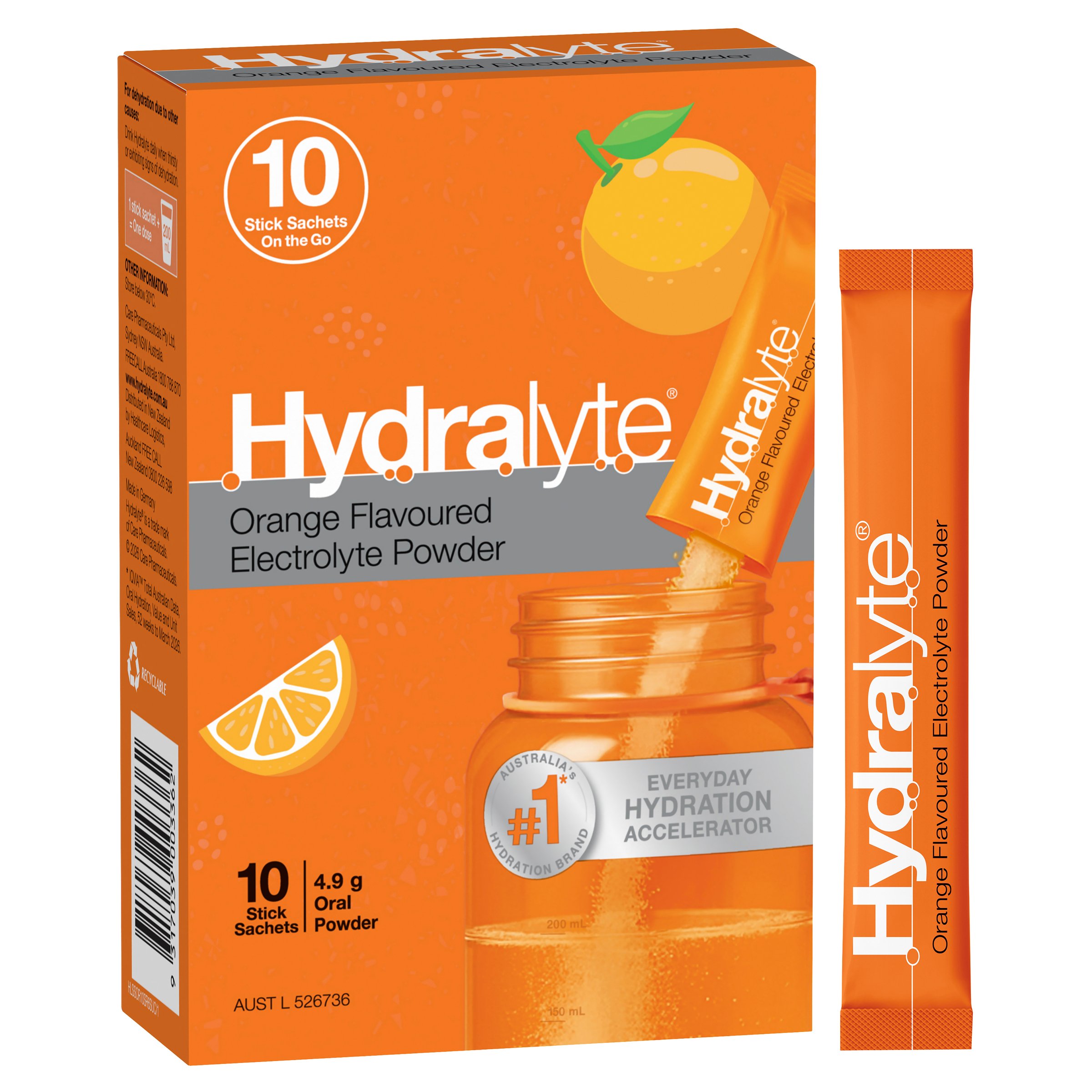 Hydralyte Stick Sachets Orange Electrolyte Powder 10 pack - Image 11